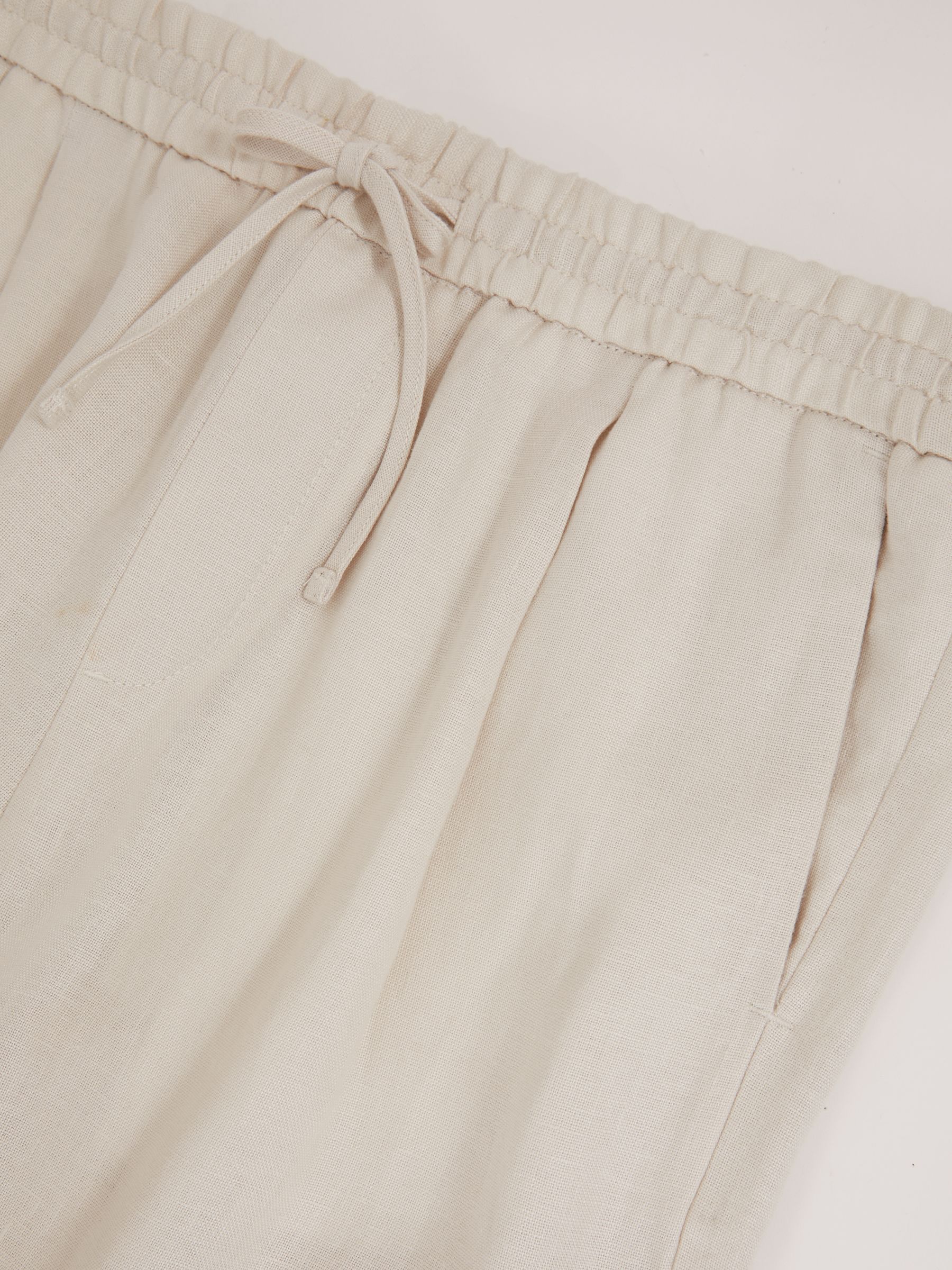 Linen Drawstring Relaxed-Fit Trousers in Stone - Image 6 of 6