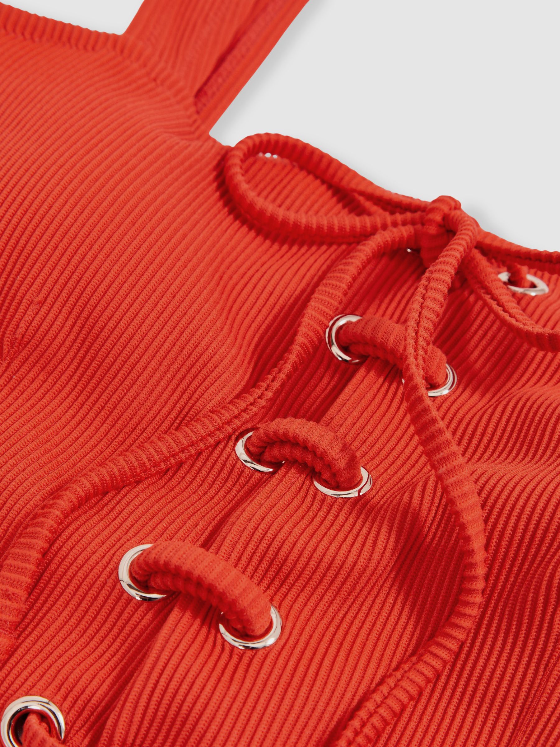 Ribbed Lace-Up Swimsuit in Orange - image 3