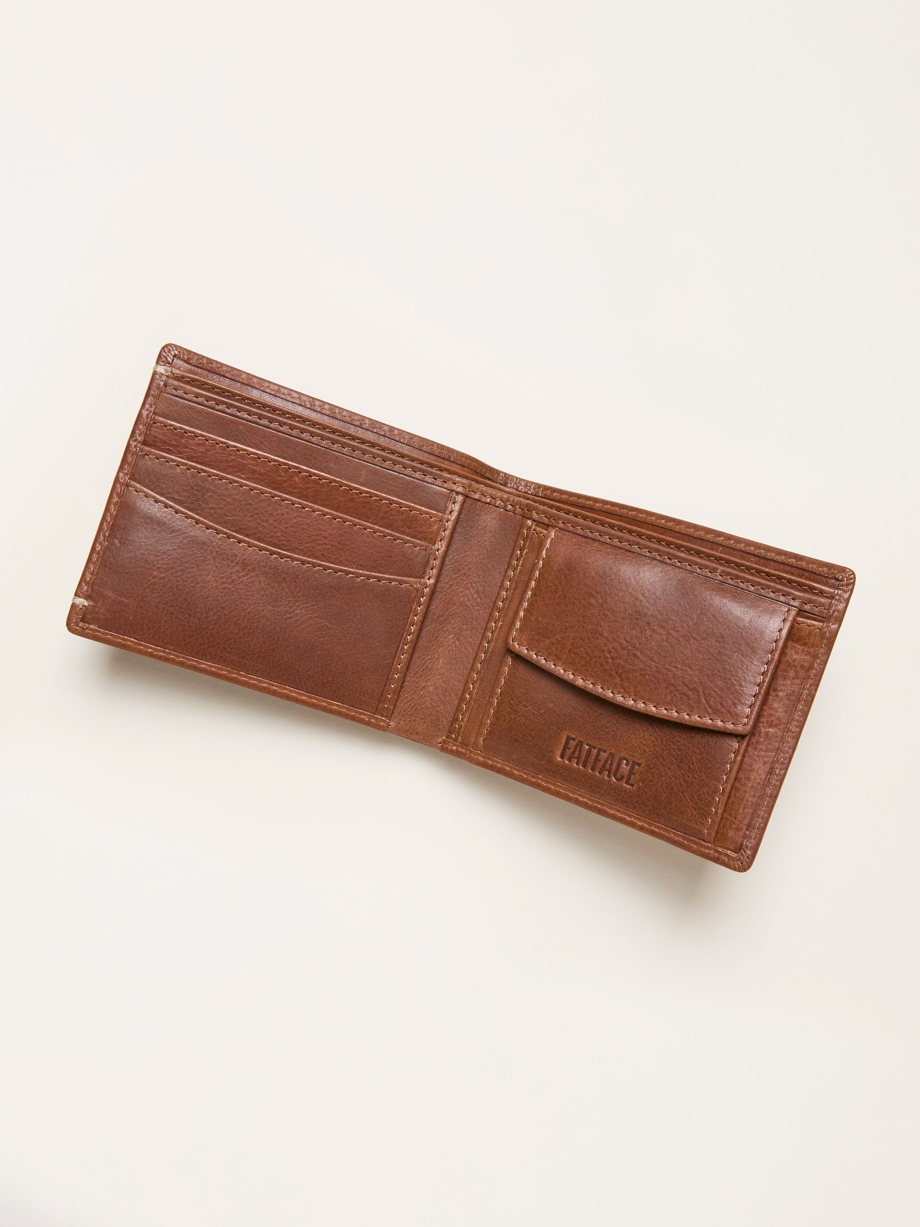 Tan Brown Corner Stitch Detail Leather Wallet - Image 2 of 2