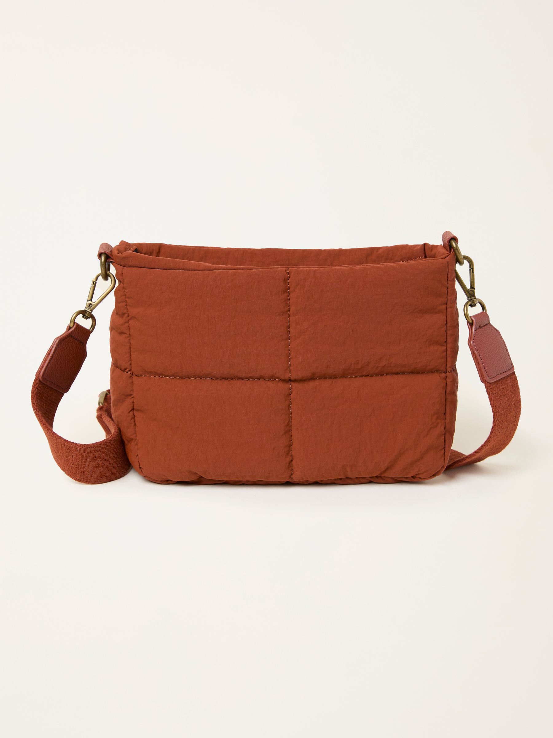 Dark Orange Quilted Nylon Crossbody Bag - Image 1 of 3