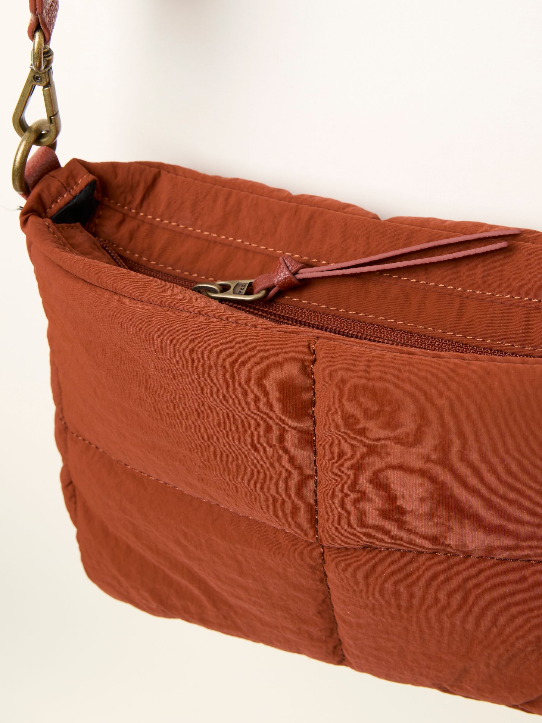 Dark Orange Quilted Nylon Crossbody Bag - Image 2 of 3