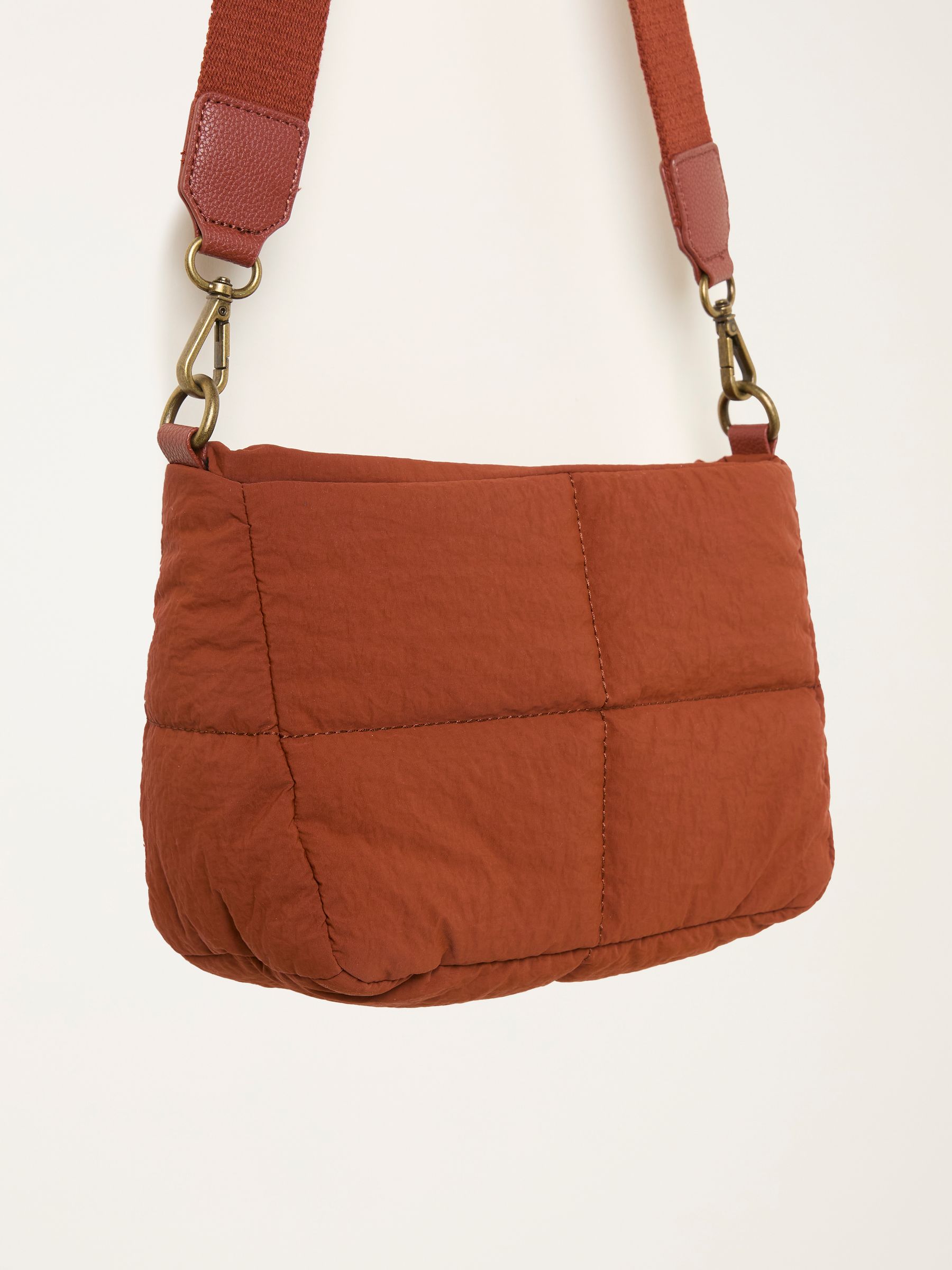 Dark Orange Quilted Nylon Crossbody Bag - Image 3 of 3