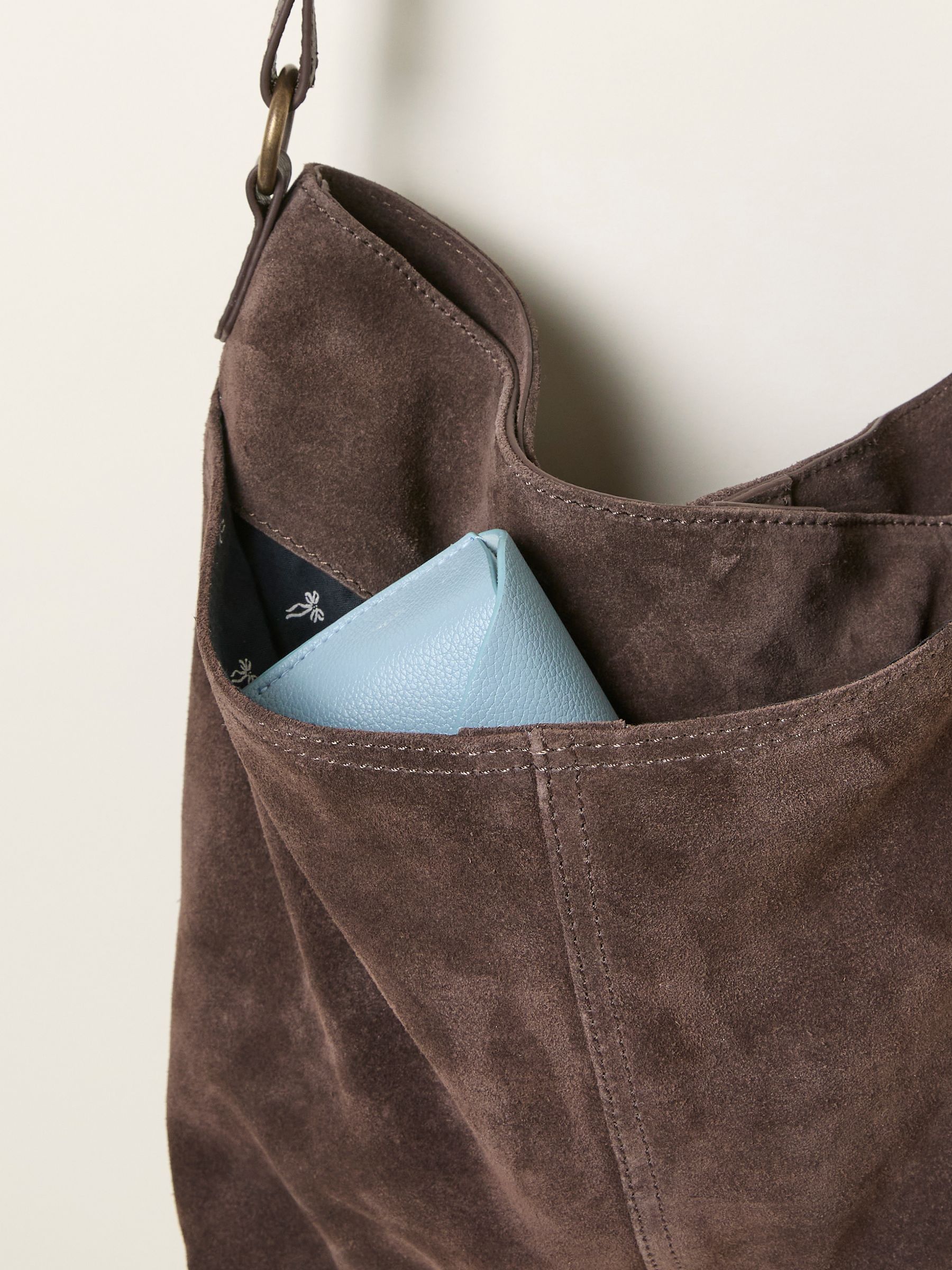 Molly Chocolate Brown Suede Shoulder Bag - Image 3 of 3