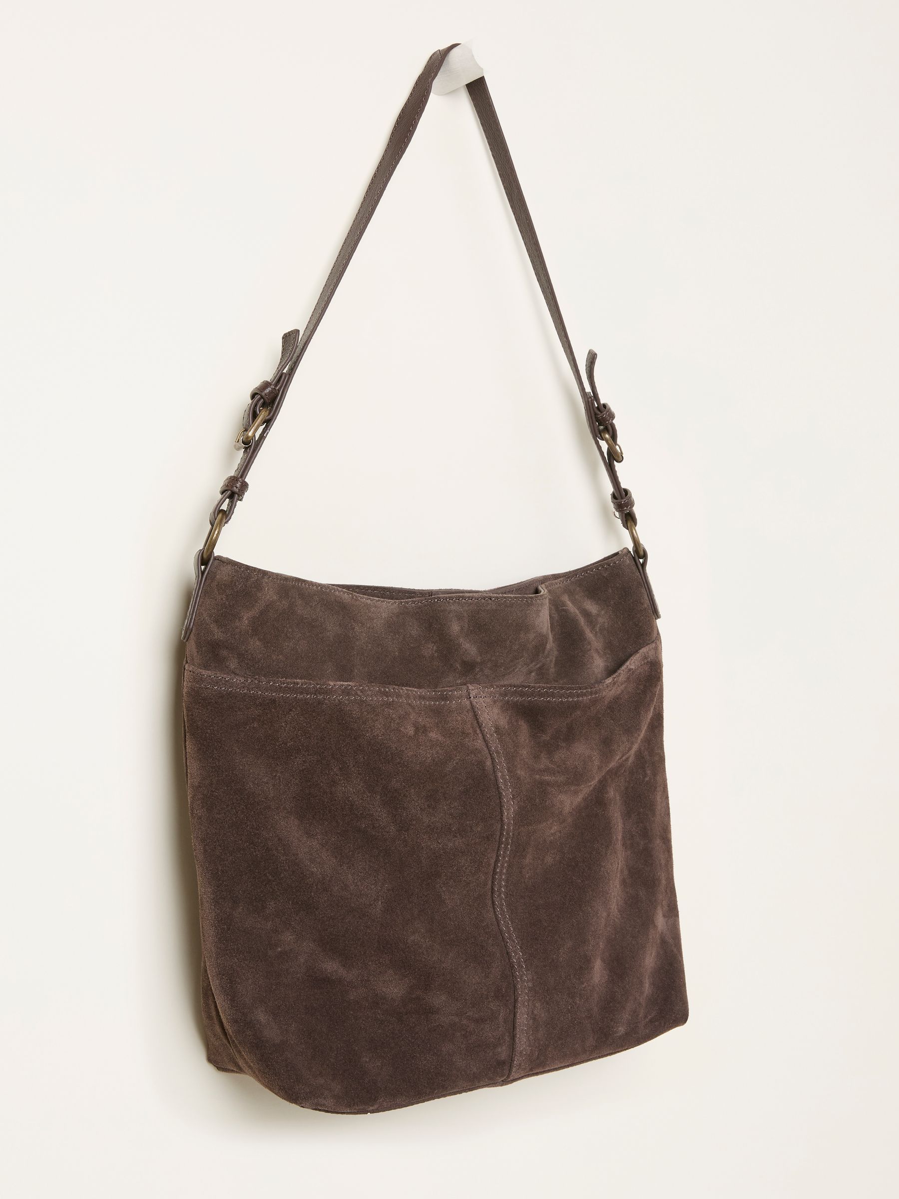 Molly Chocolate Brown Suede Shoulder Bag - Image 4 of 4