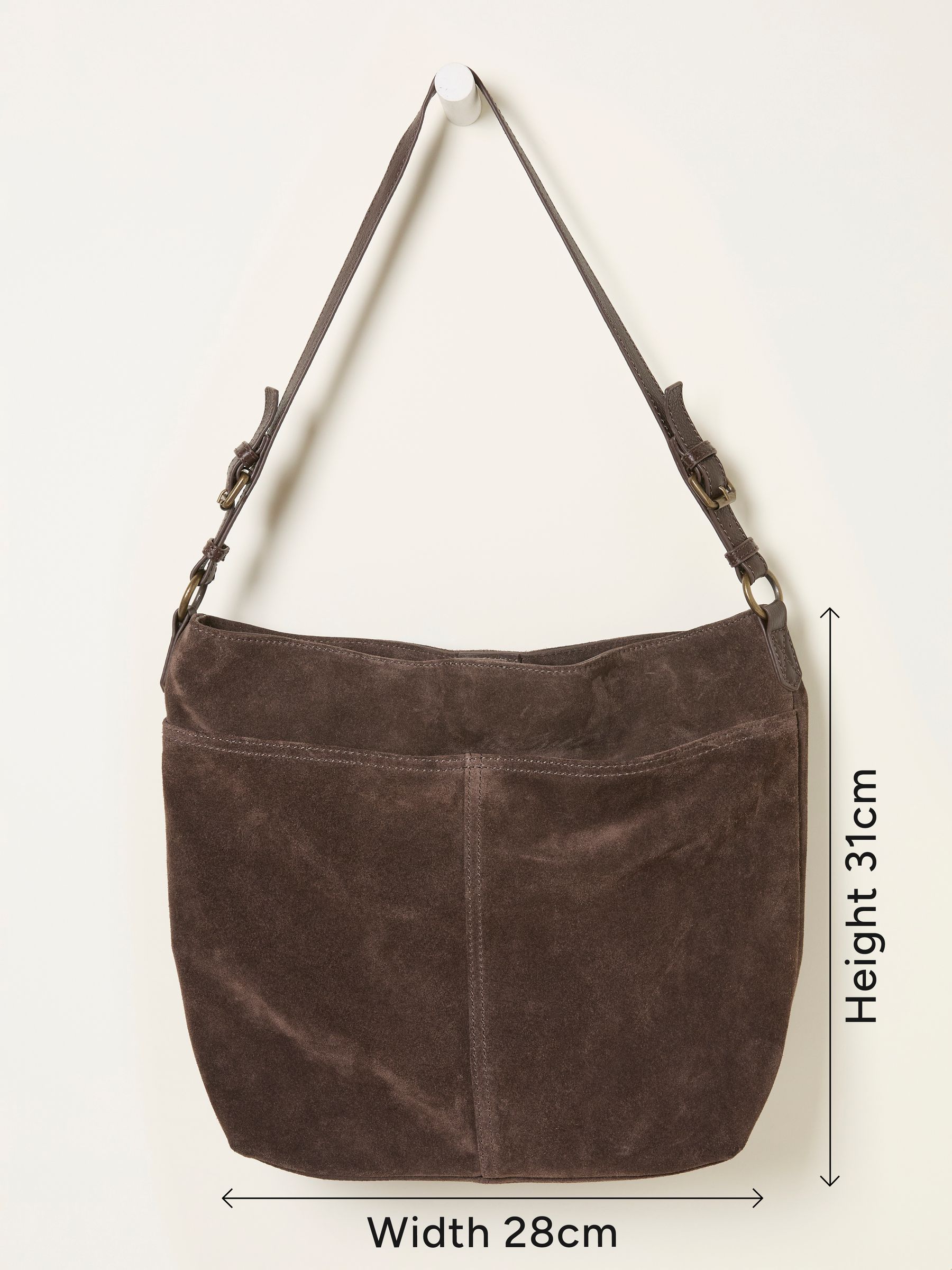 Molly Chocolate Brown Suede Shoulder Bag - Image 5 of 5