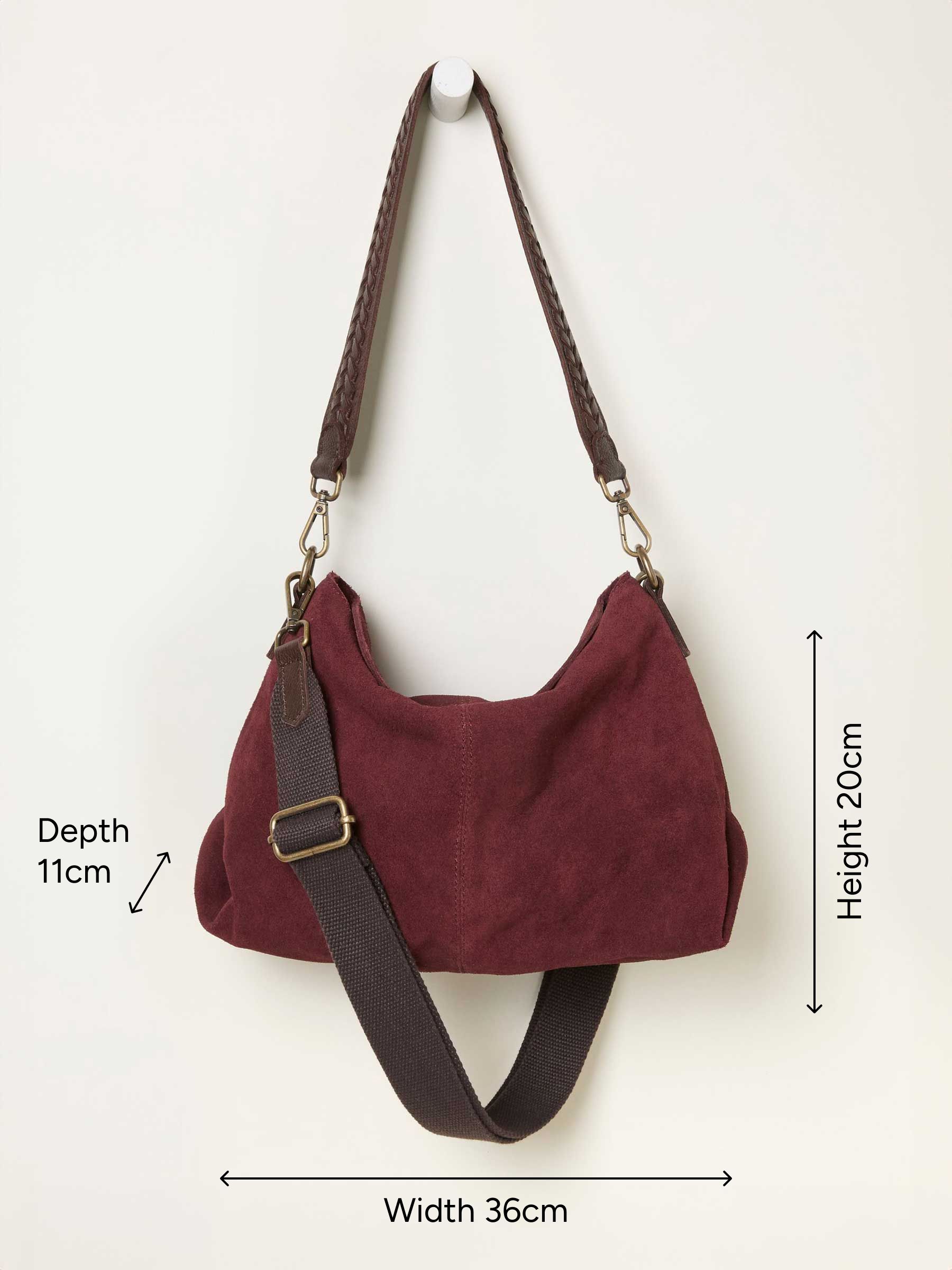 Burgundy Red Suede Envelope Bag - Image 6 of 6