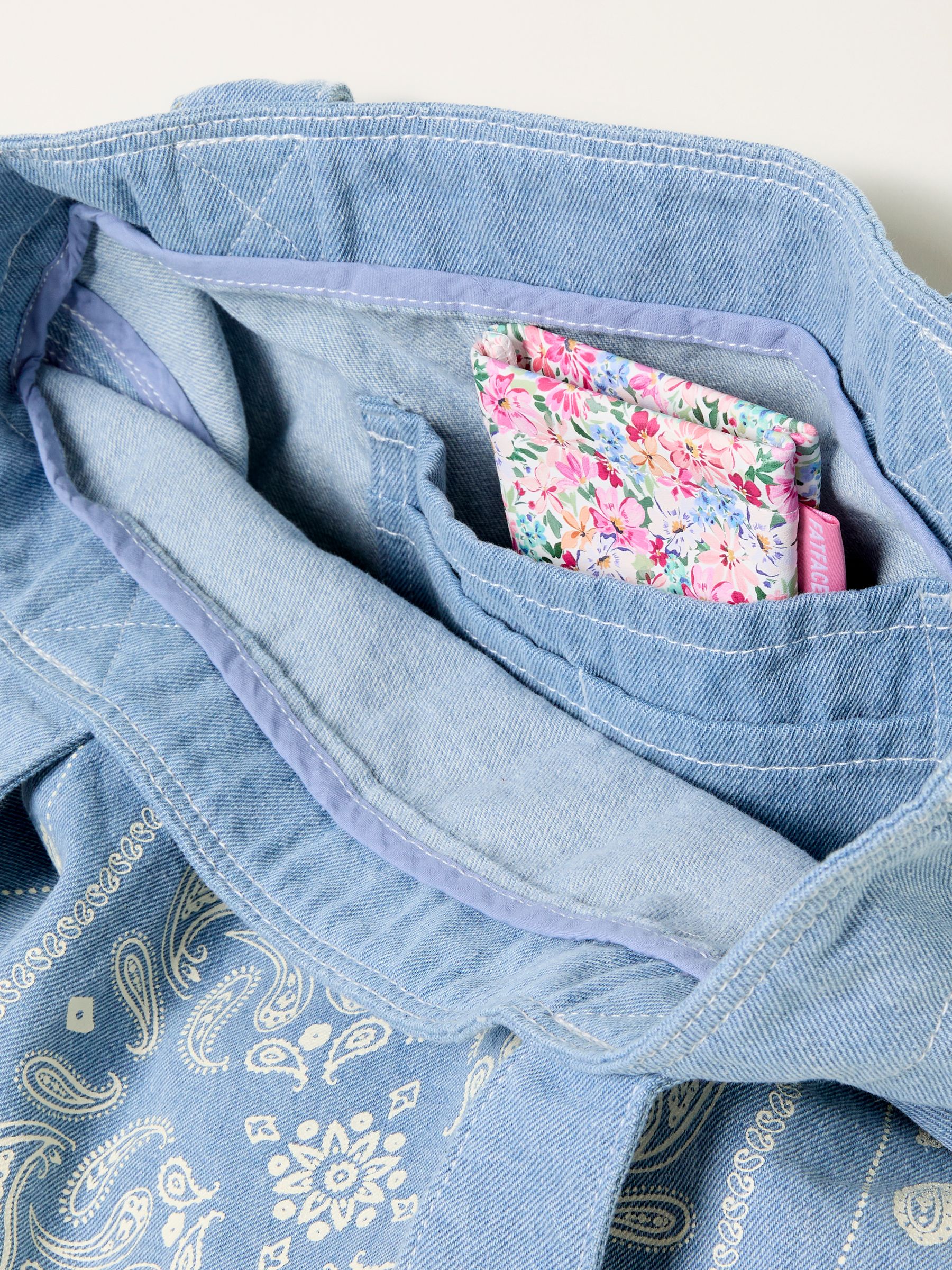 Denim Blue Bandana Print Tote Bag - Image 3 of 3