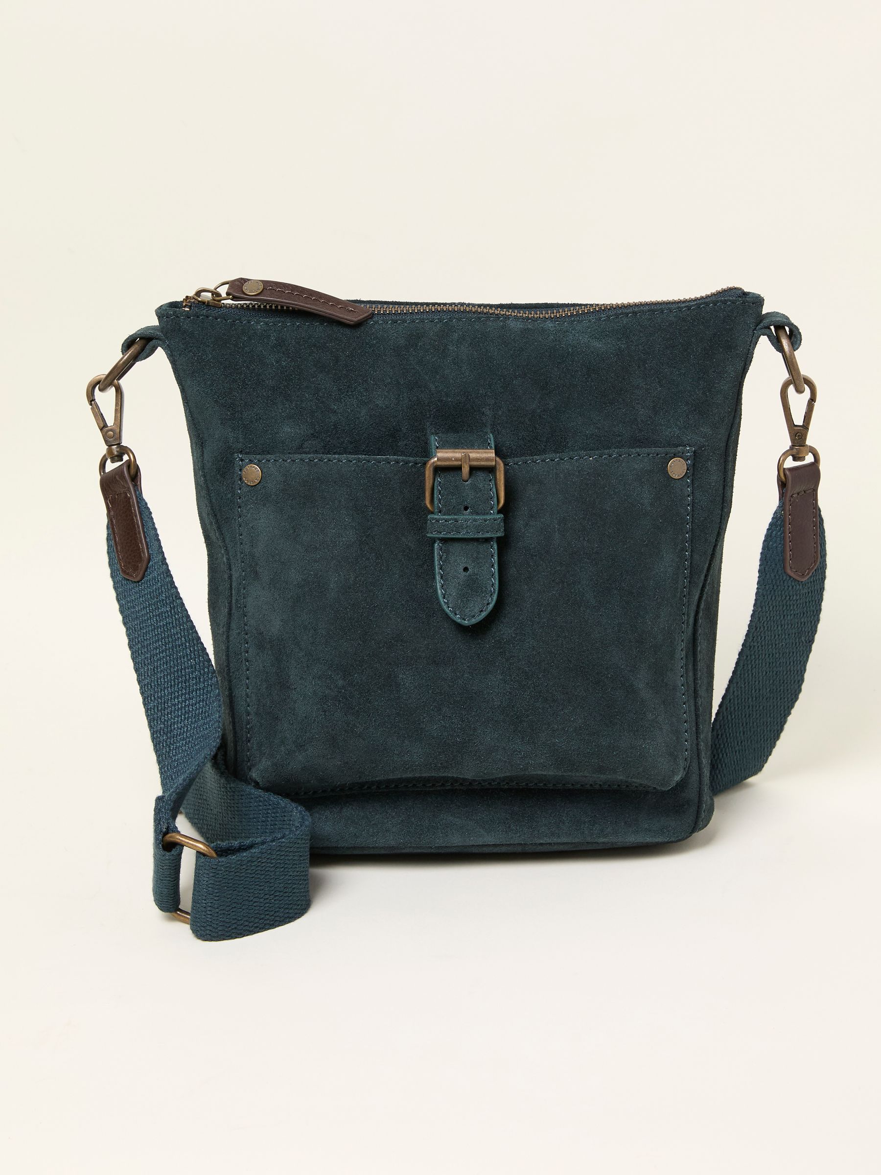 Sienna Teal Blue Suede Crossbody Bag - Image 1 of 3