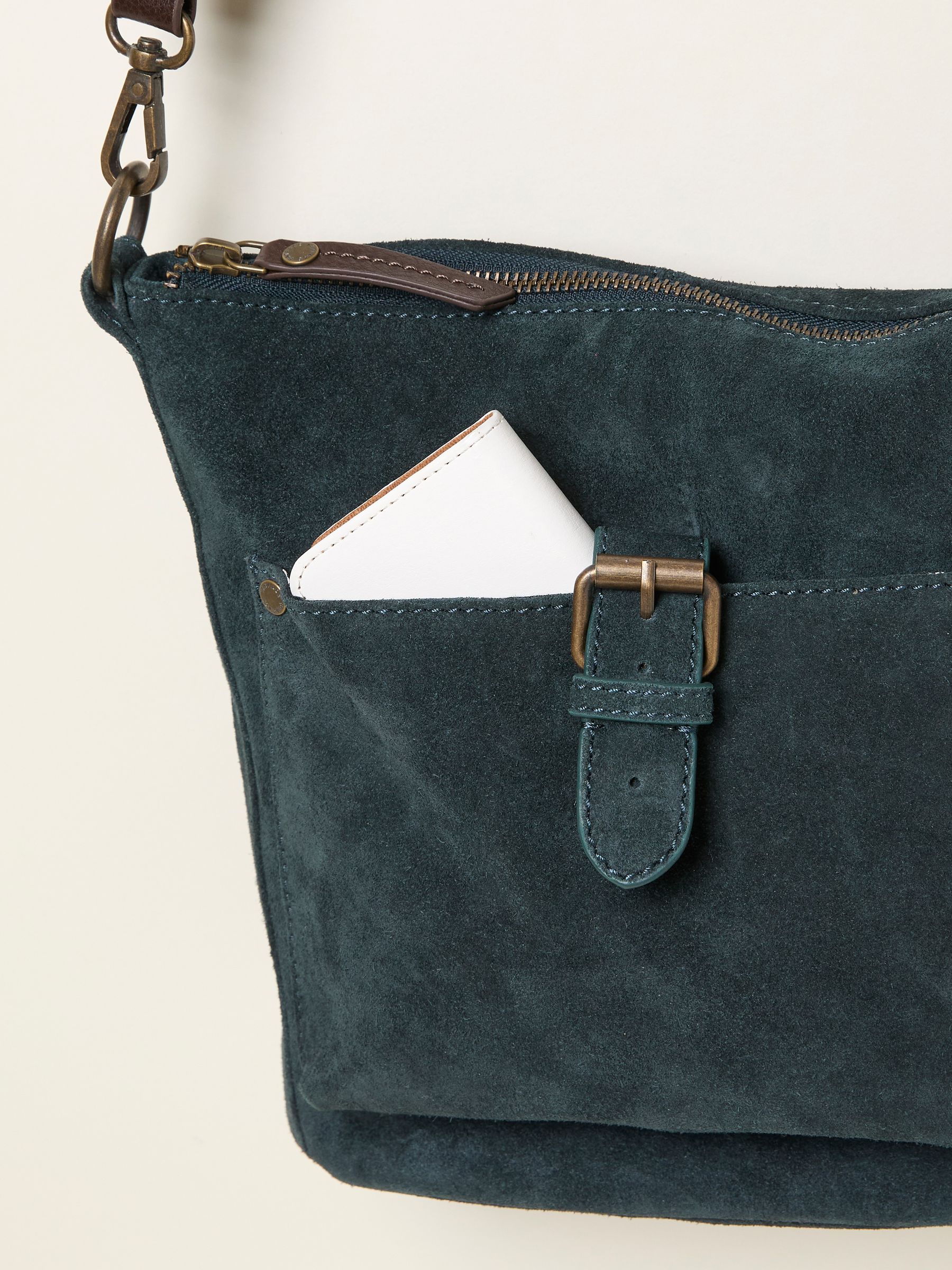 Sienna Teal Blue Suede Crossbody Bag - Image 3 of 3