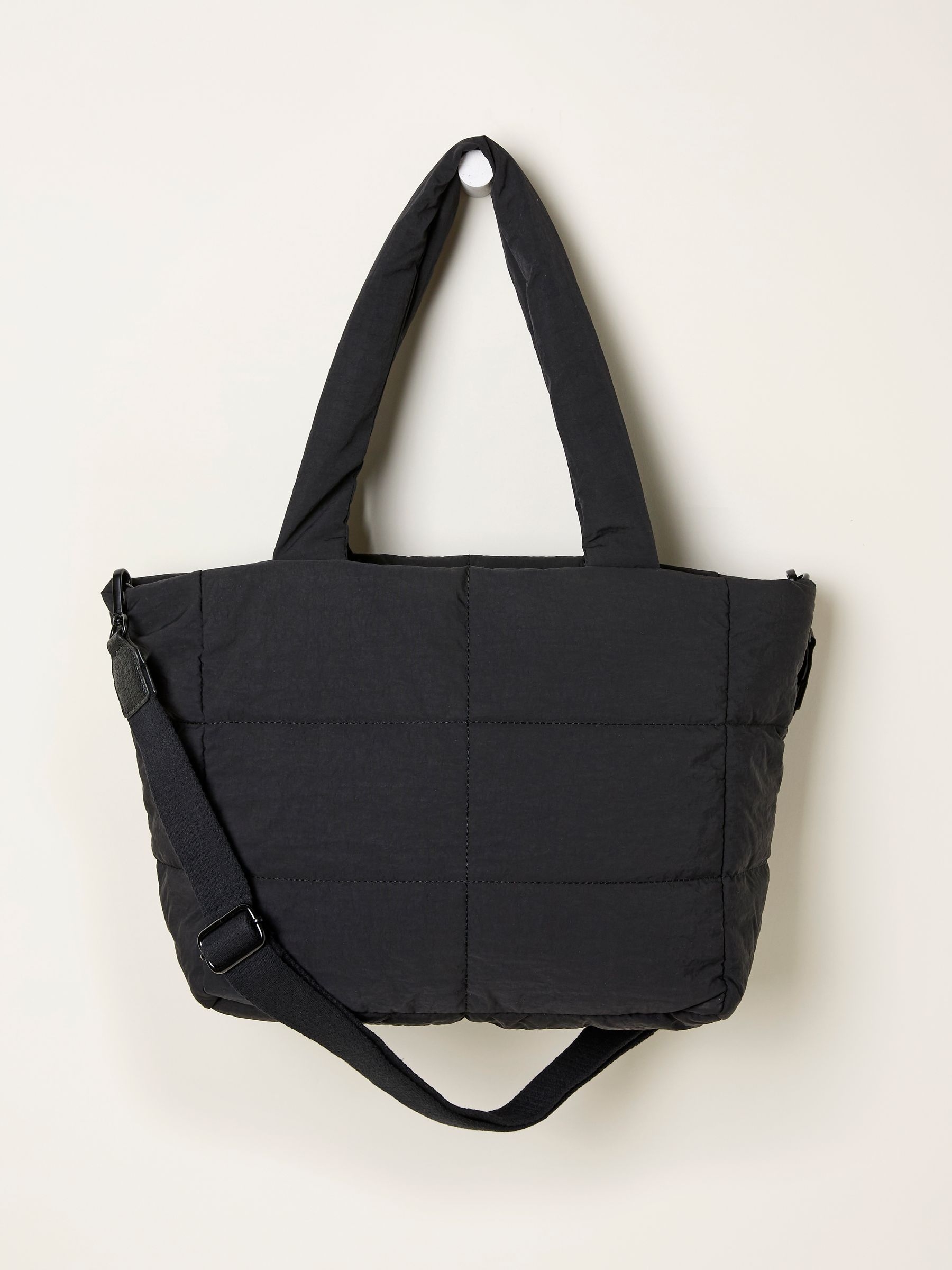 Black Quilted Nylon Tote Bag - Image 1 of 3