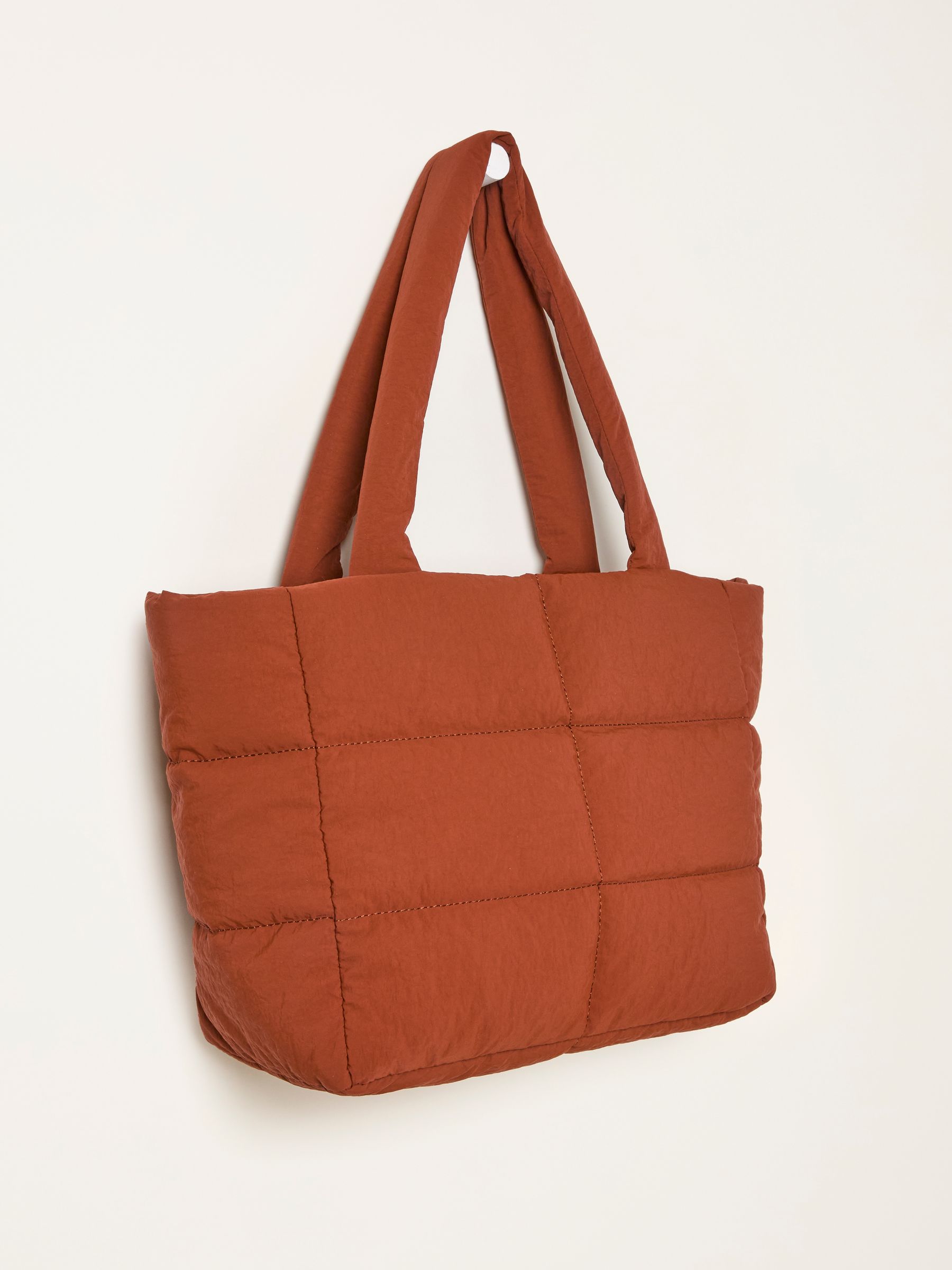 Dark Orange Quilted Nylon Tote Bag - Image 4 of 4