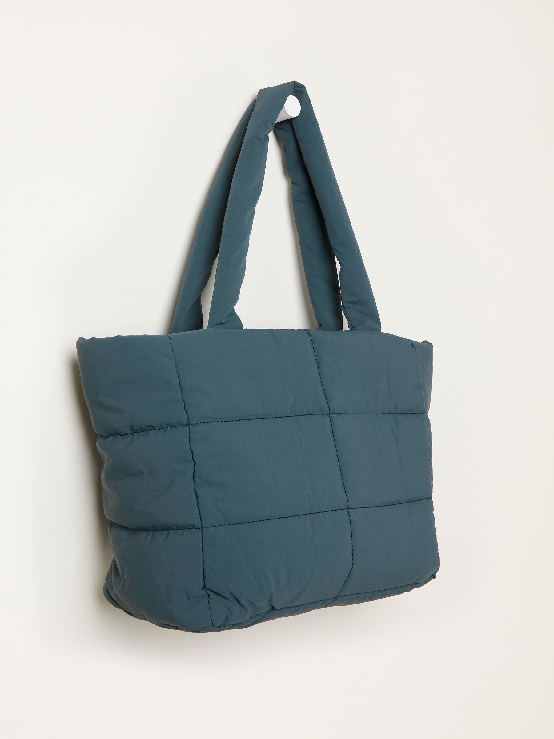 Teal Blue Quilted Nylon Tote Bag - Image 3 of 3