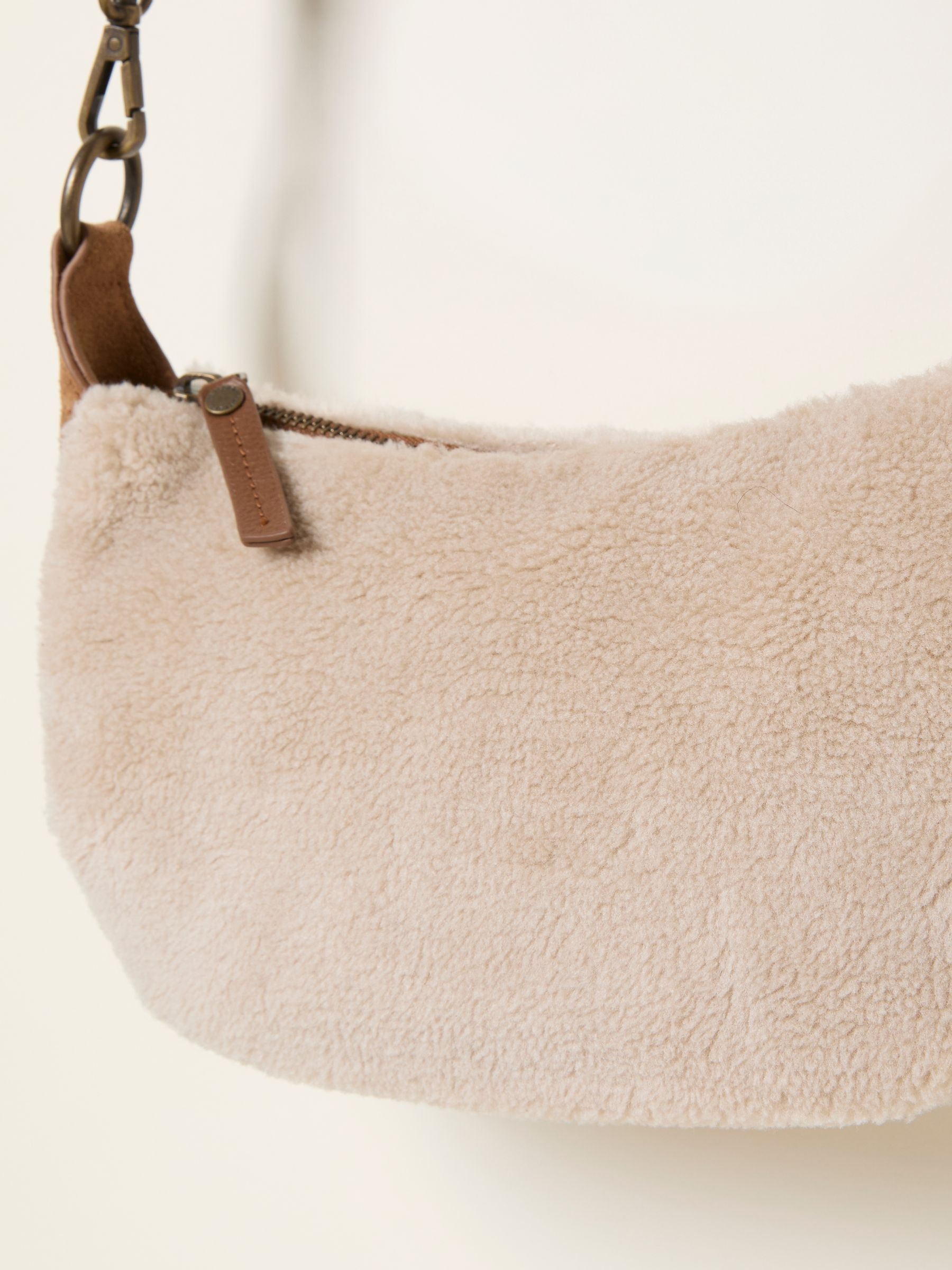 Tan Brown Borg Suede Mix Sling Bag - Image 2 of 3