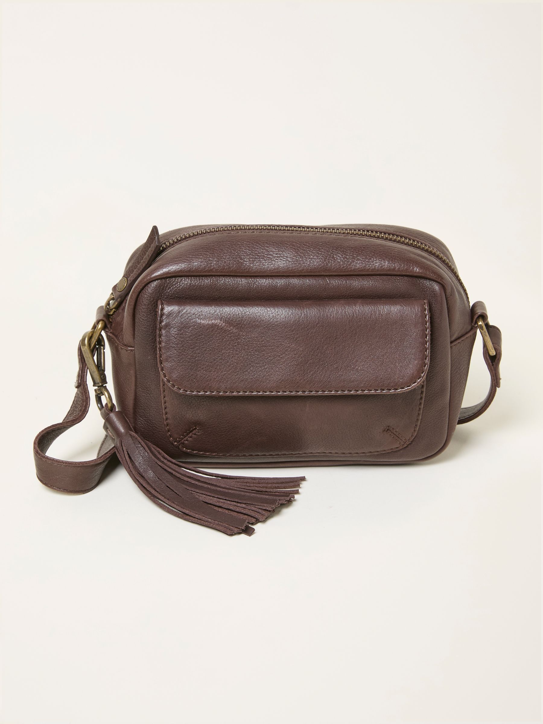 Vienna Chocolate Brown Tassel Crossbody Bag - Image 1 of 3
