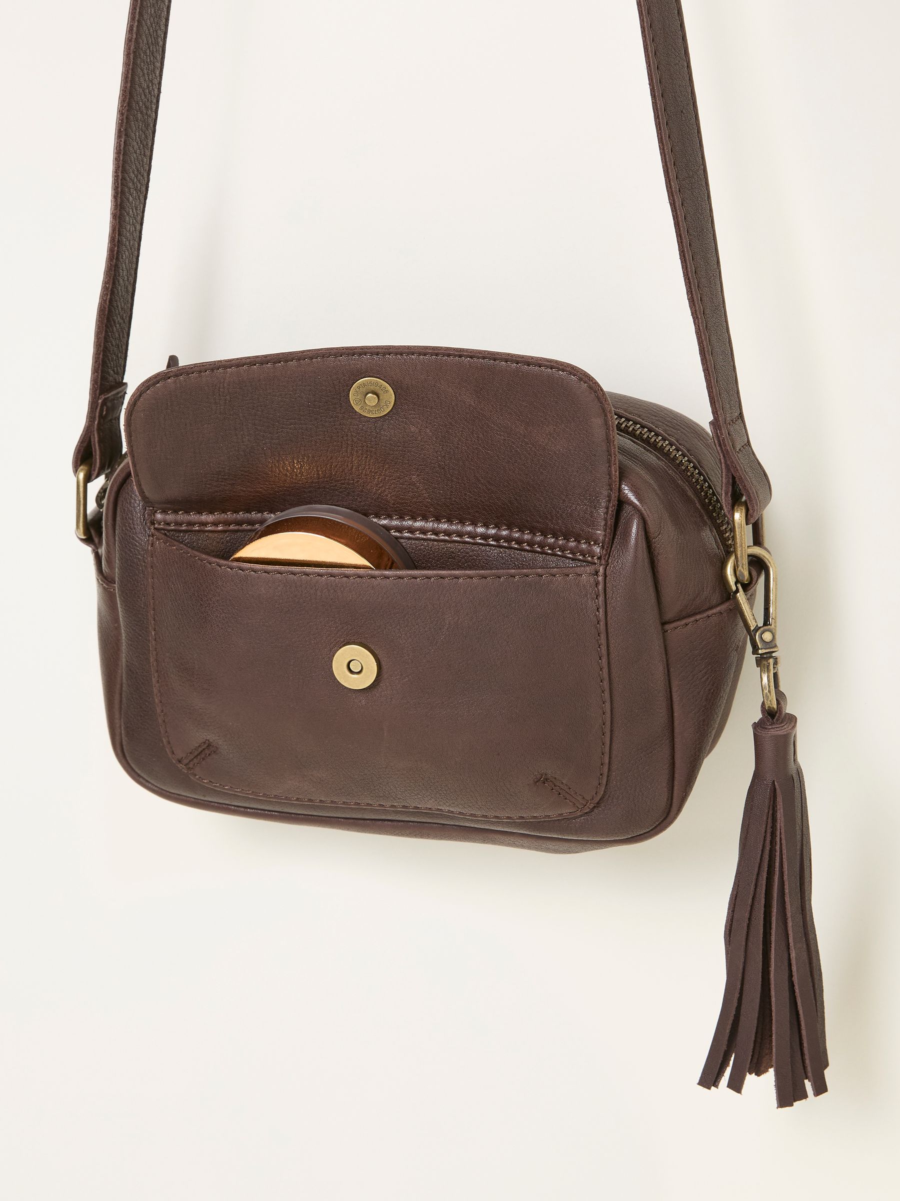 Vienna Chocolate Brown Tassel Crossbody Bag | FatFace