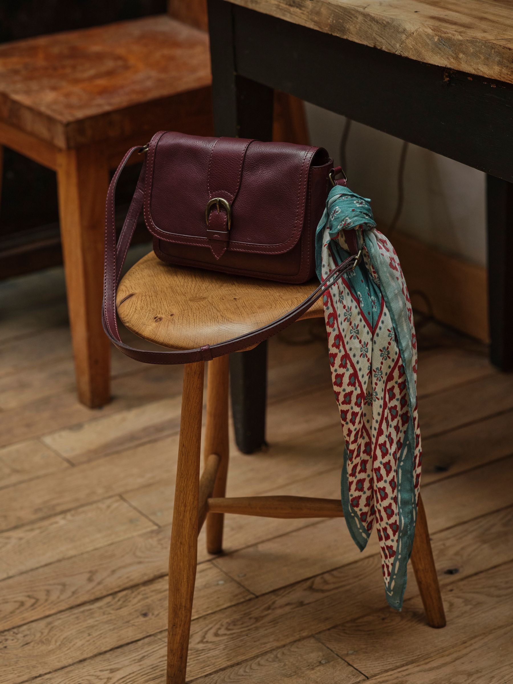 Mabel Burgundy Red Buckle Crossbody Bag - Image 2 of 5