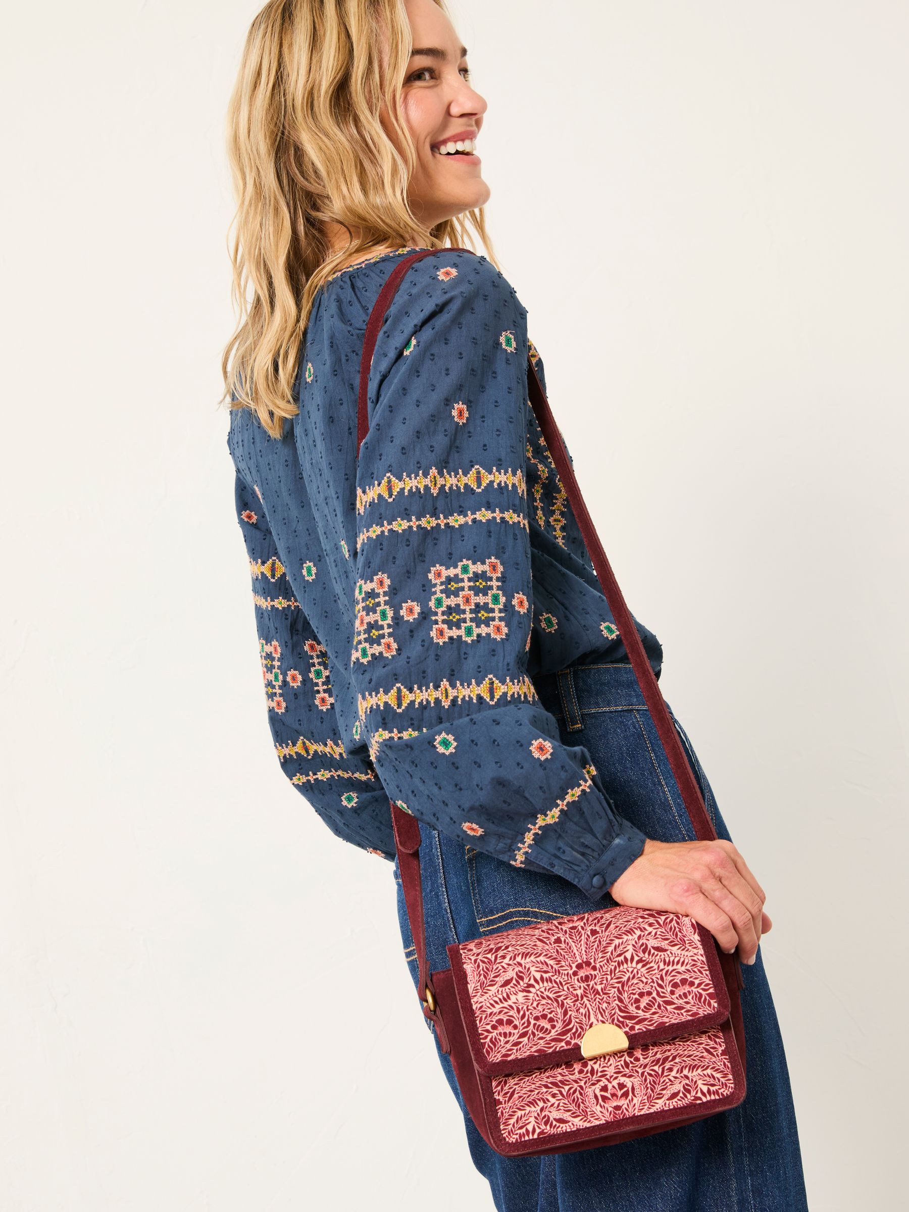 Burgundy Red Floral Bouquet Crossbody Bag - Image 2 of 5