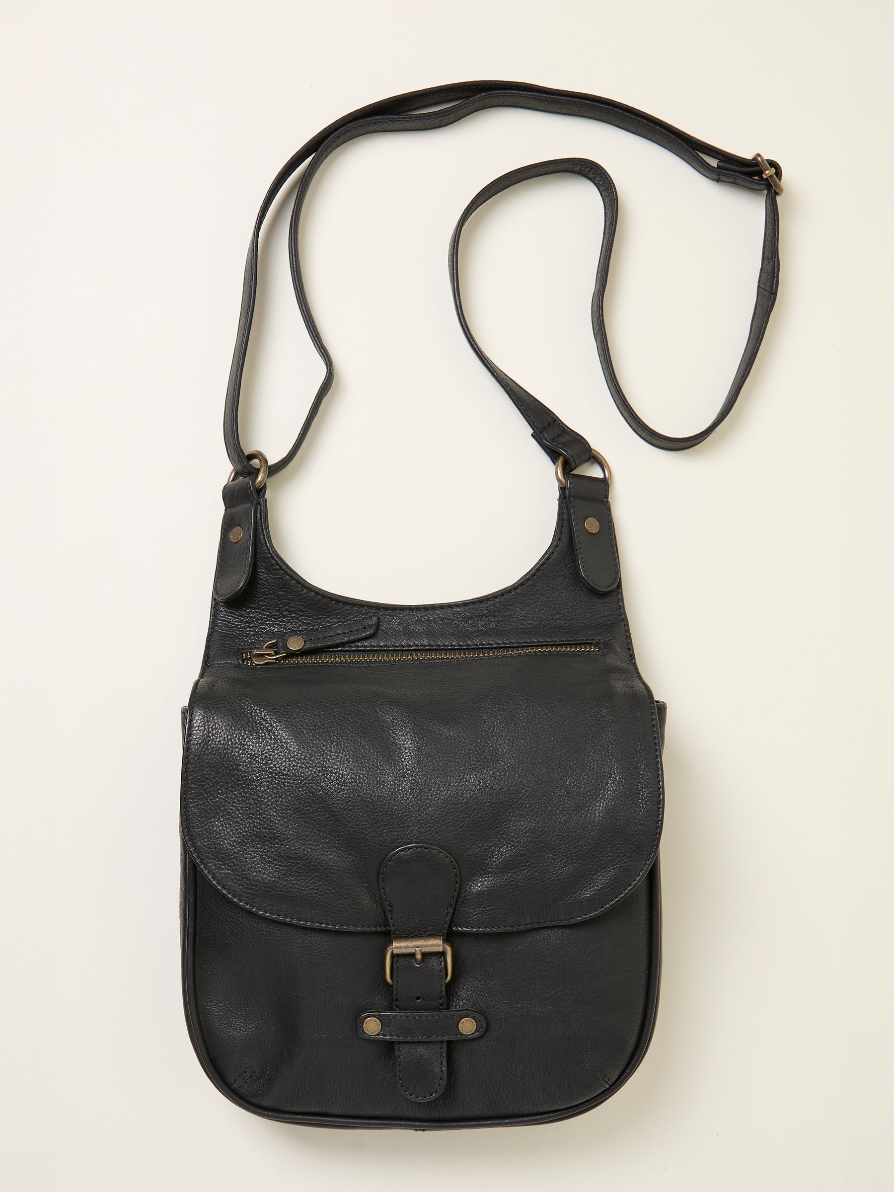 Anna Black Oiled Crossbody Bag - Image 1 of 3