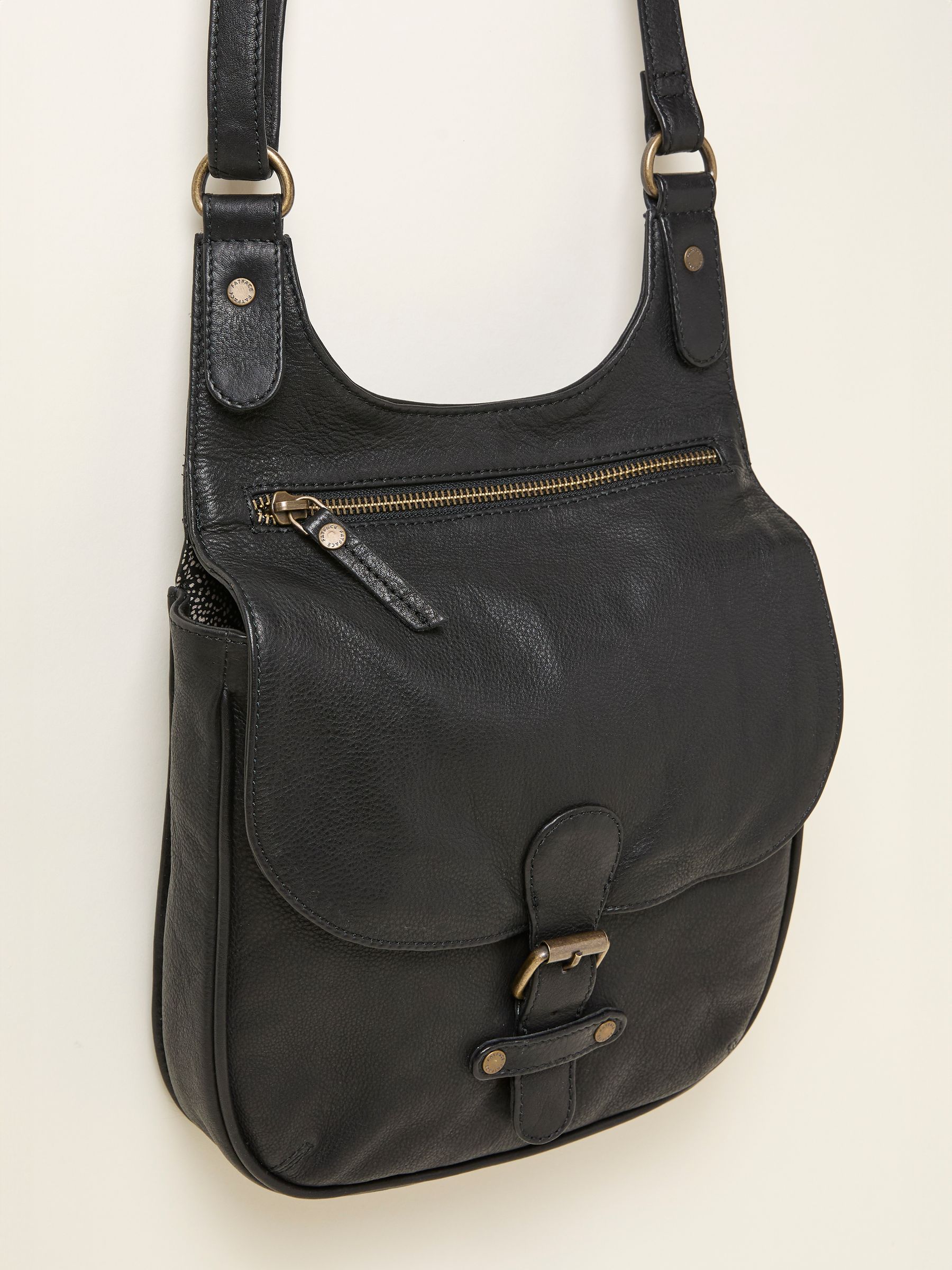 Anna Black Oiled Crossbody Bag - Image 2 of 3