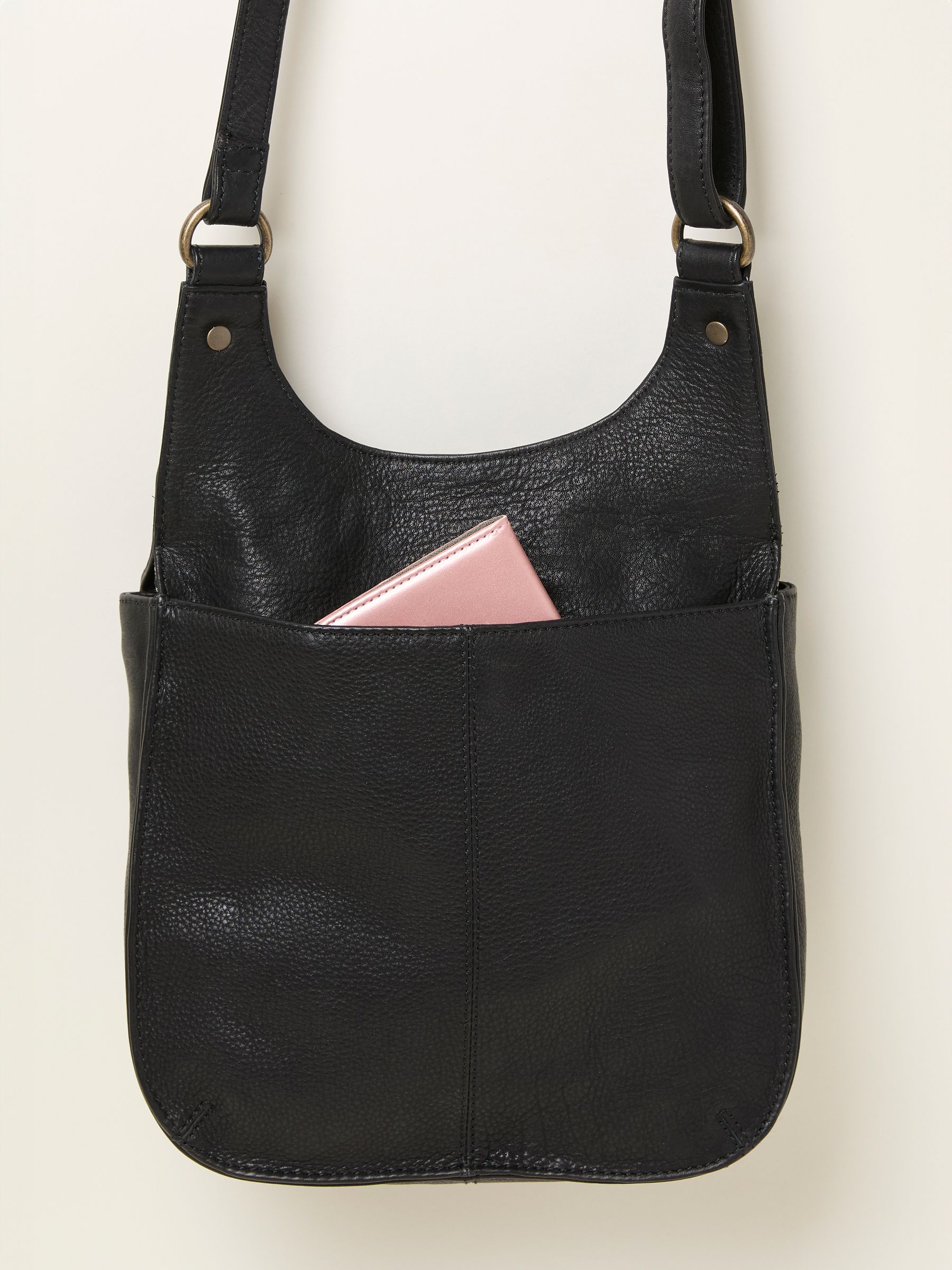 Anna Black Oiled Crossbody Bag - Image 3 of 3