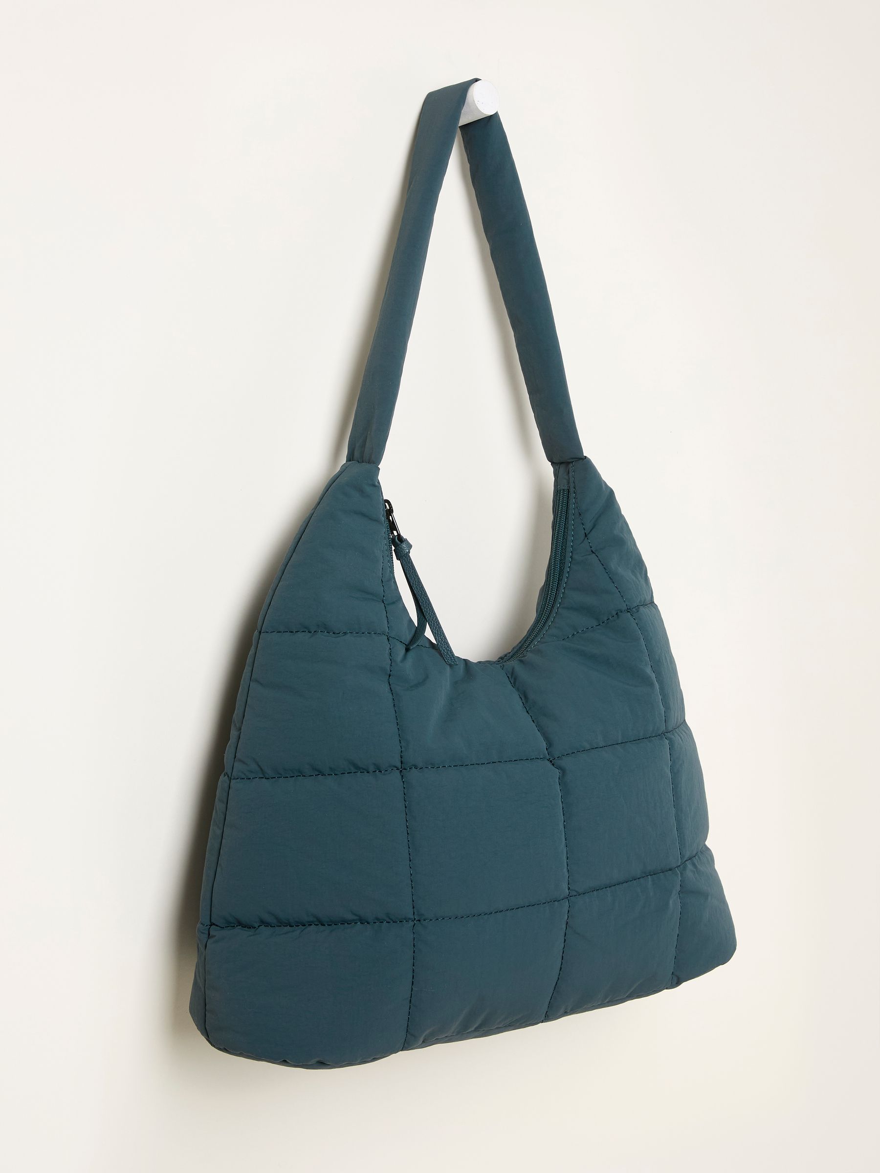 Teal Blue Quilted Nylon Shoulder Bag - Image 3 of 3