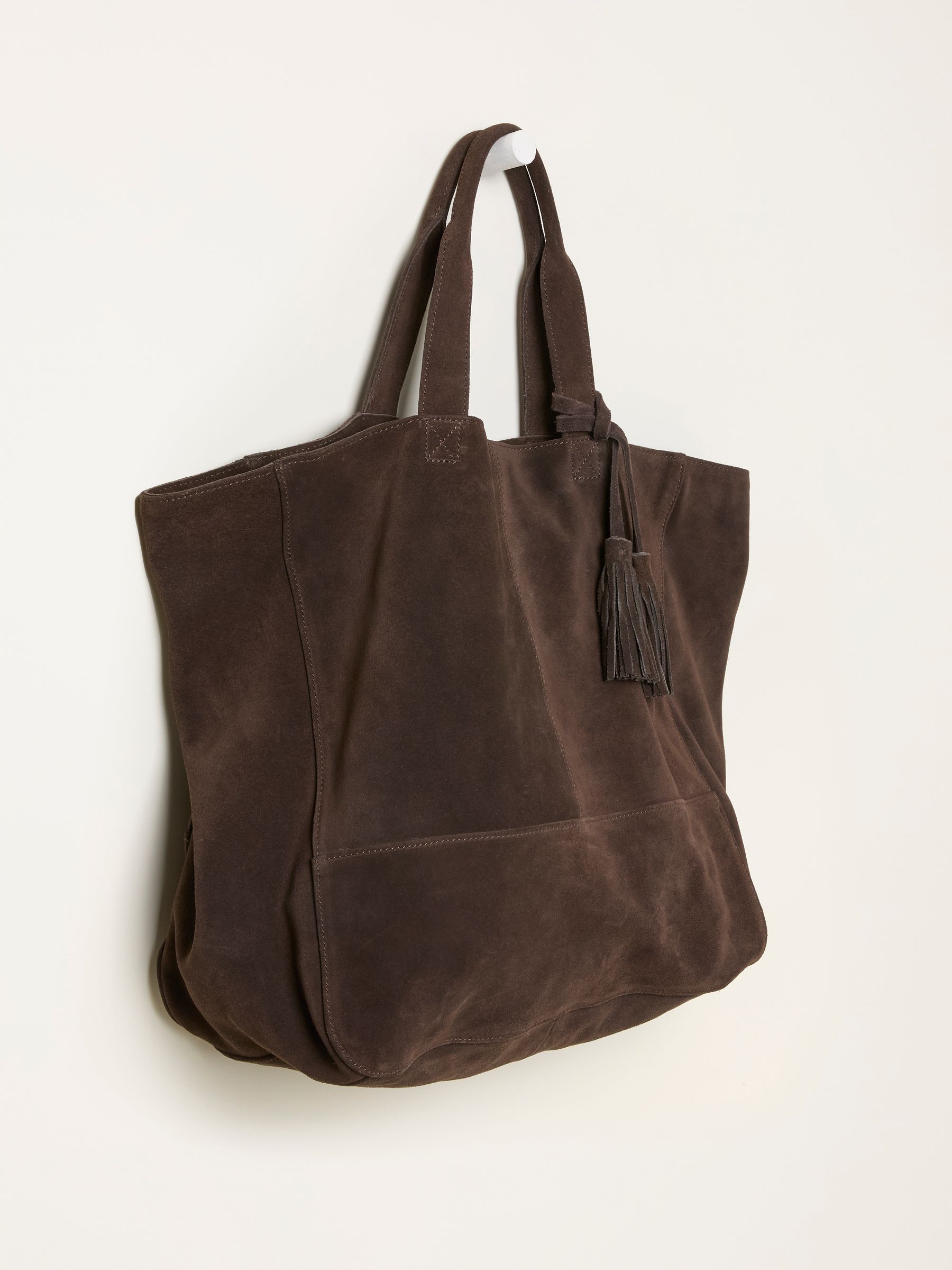 Margot Chocolate Brown Suede Tote Bag - Image 3 of 3