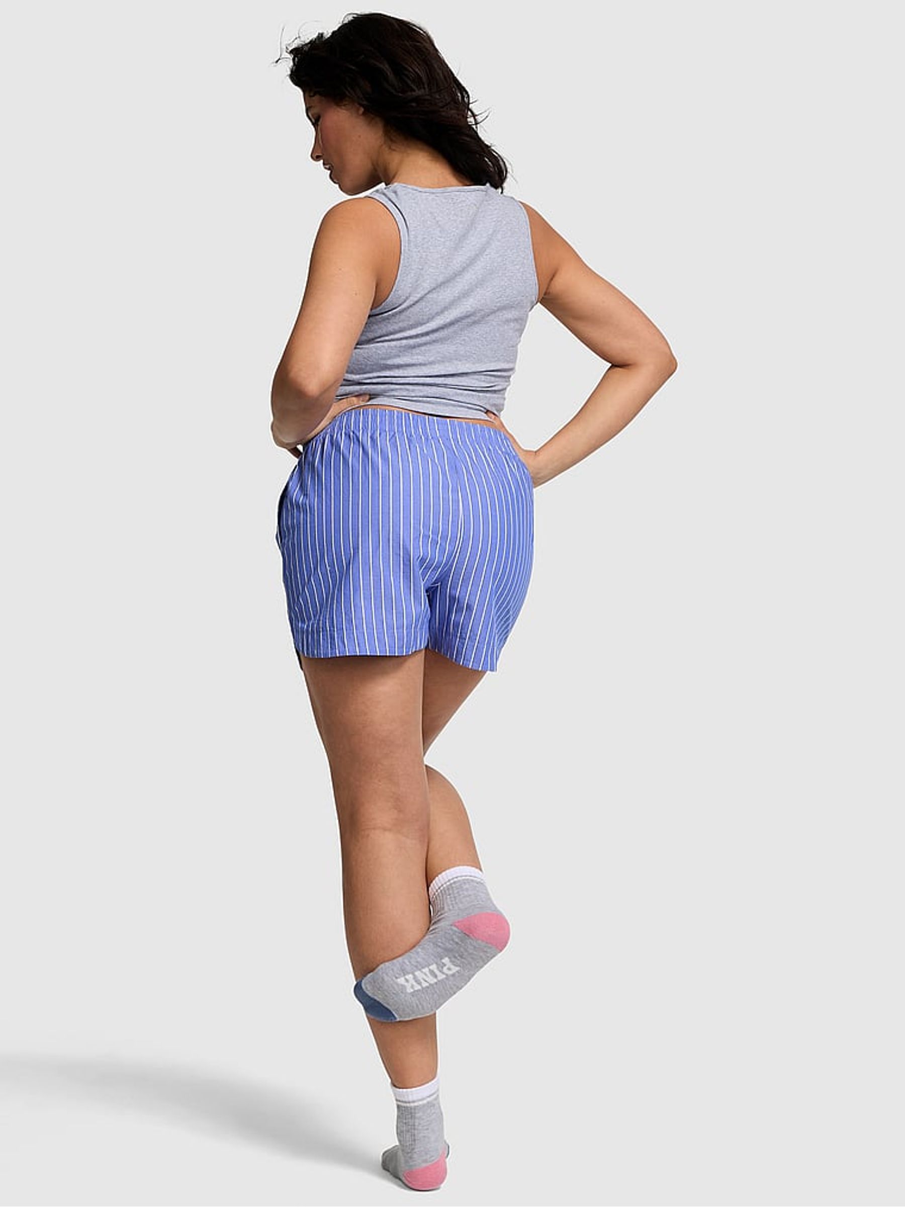 Ultra Marine Blue Stripe Boyfriend Boxer Pyjama Shorts - Image 2 of 3
