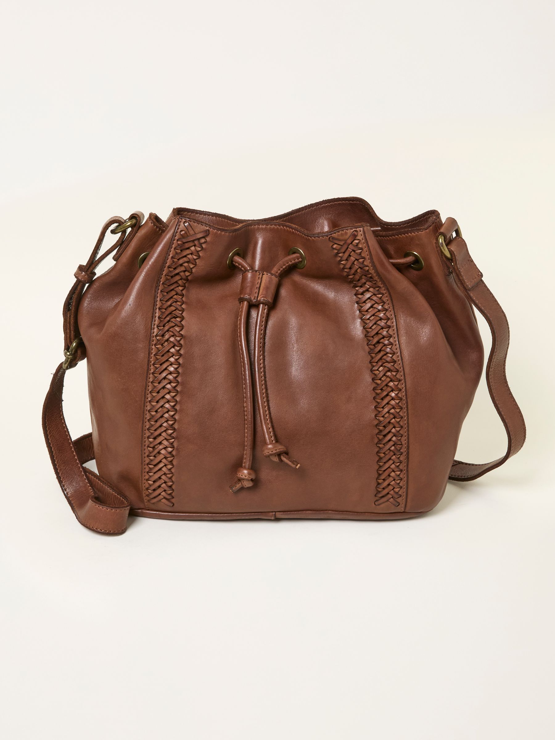 Awna Brown Woven Bucket Bag - Image 1 of 4