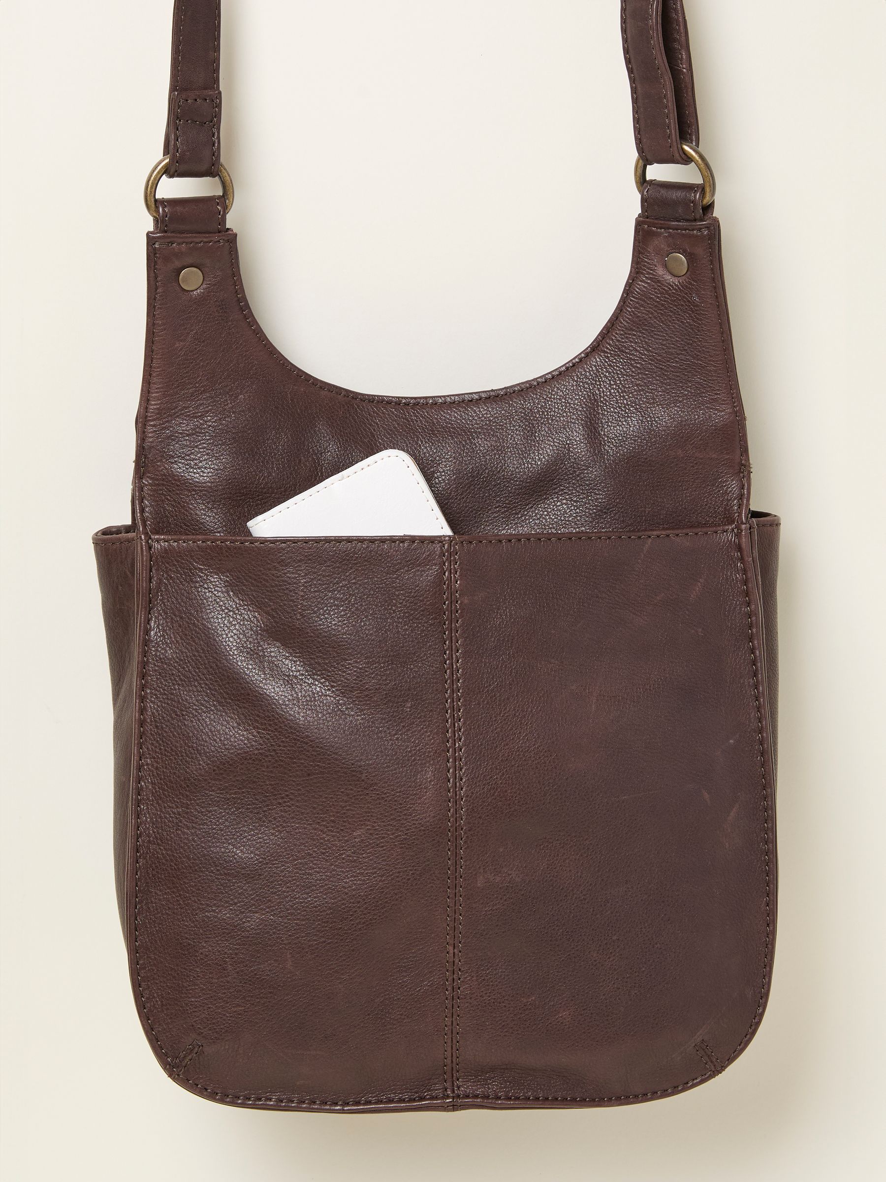 Anna Chocolate Brown Oiled Crossbody Bag - Image 2 of 2