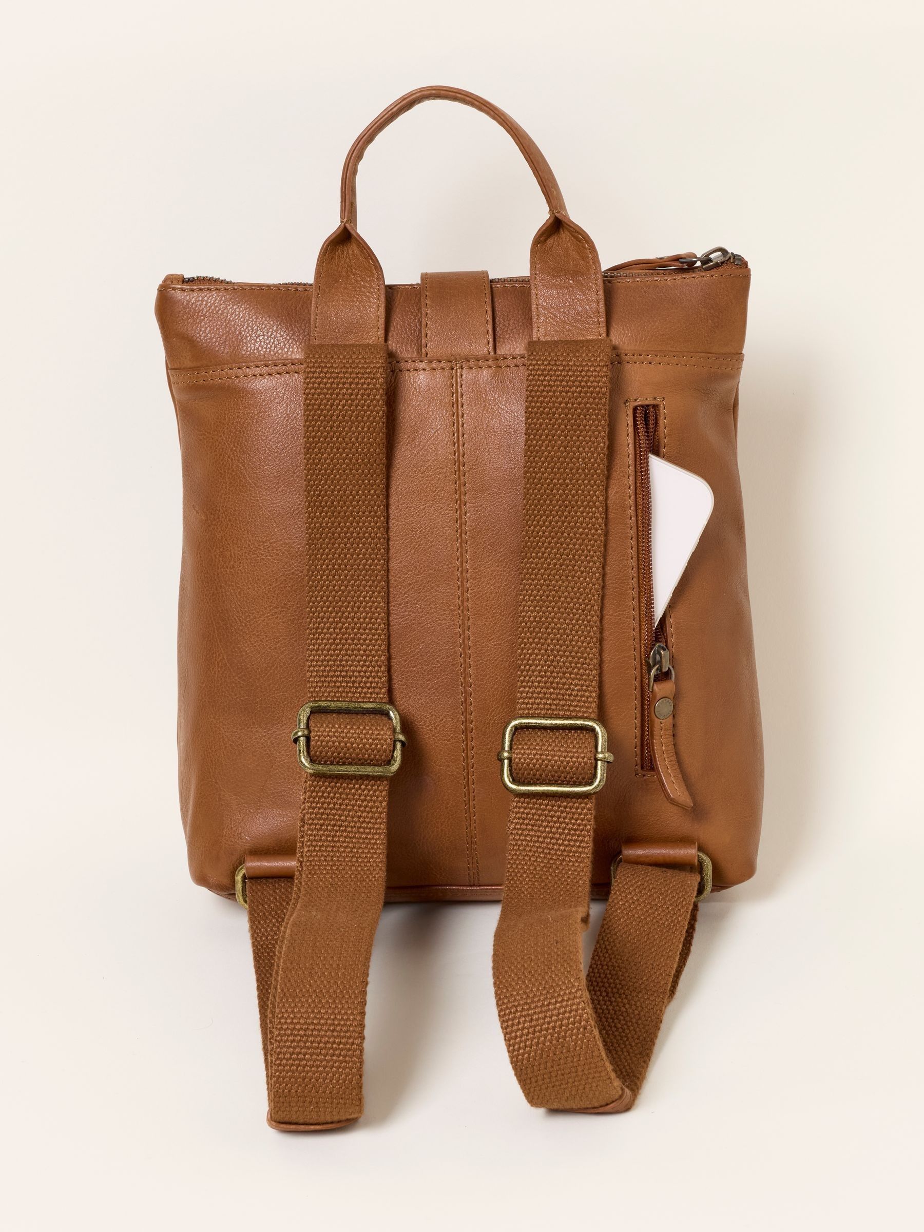 Ava Tan Brown Mini Leather Backpack - Image 2 of 3