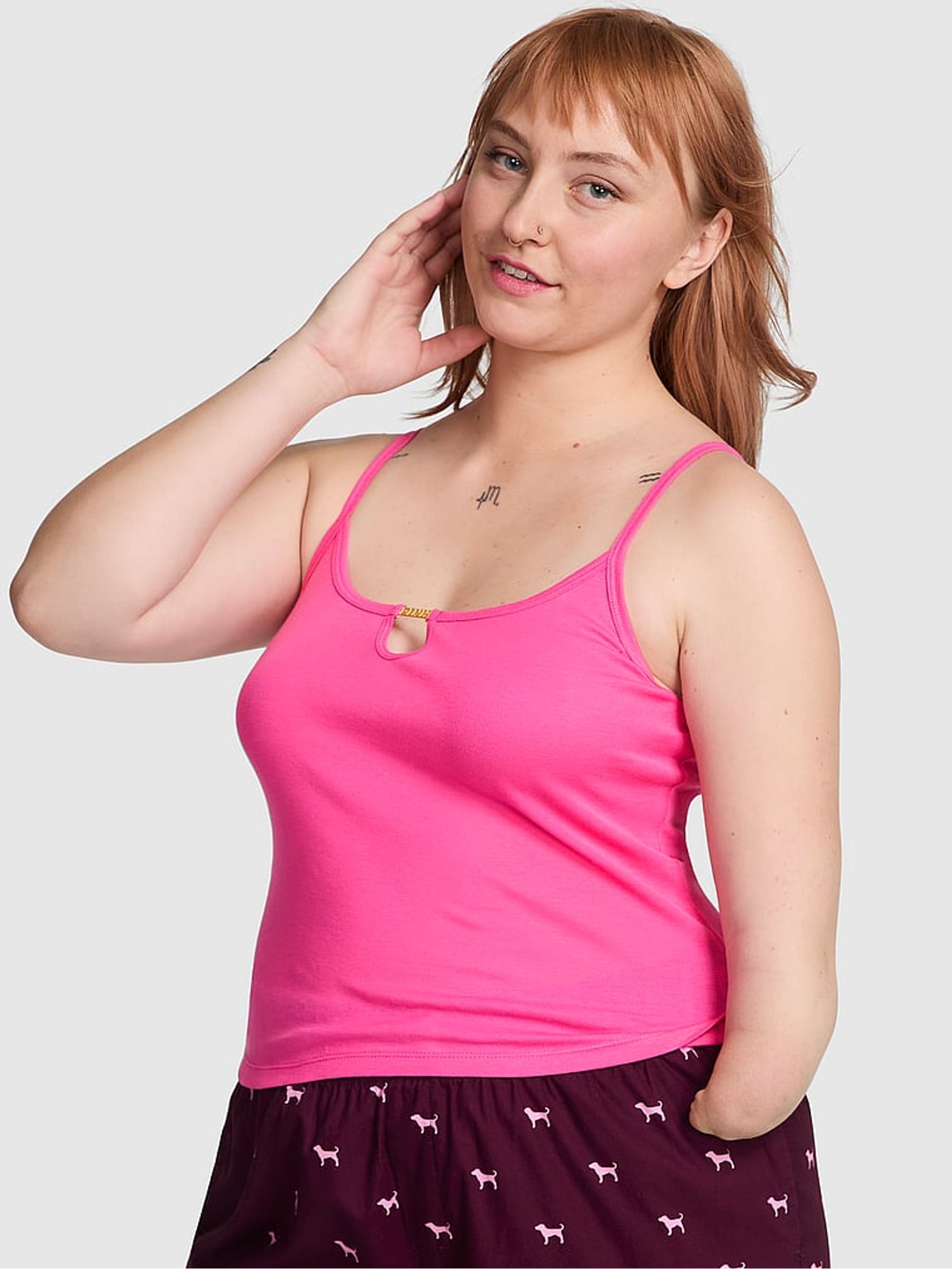 Rose Pink Keyhole PJ Cami Top - Image 1 of 4