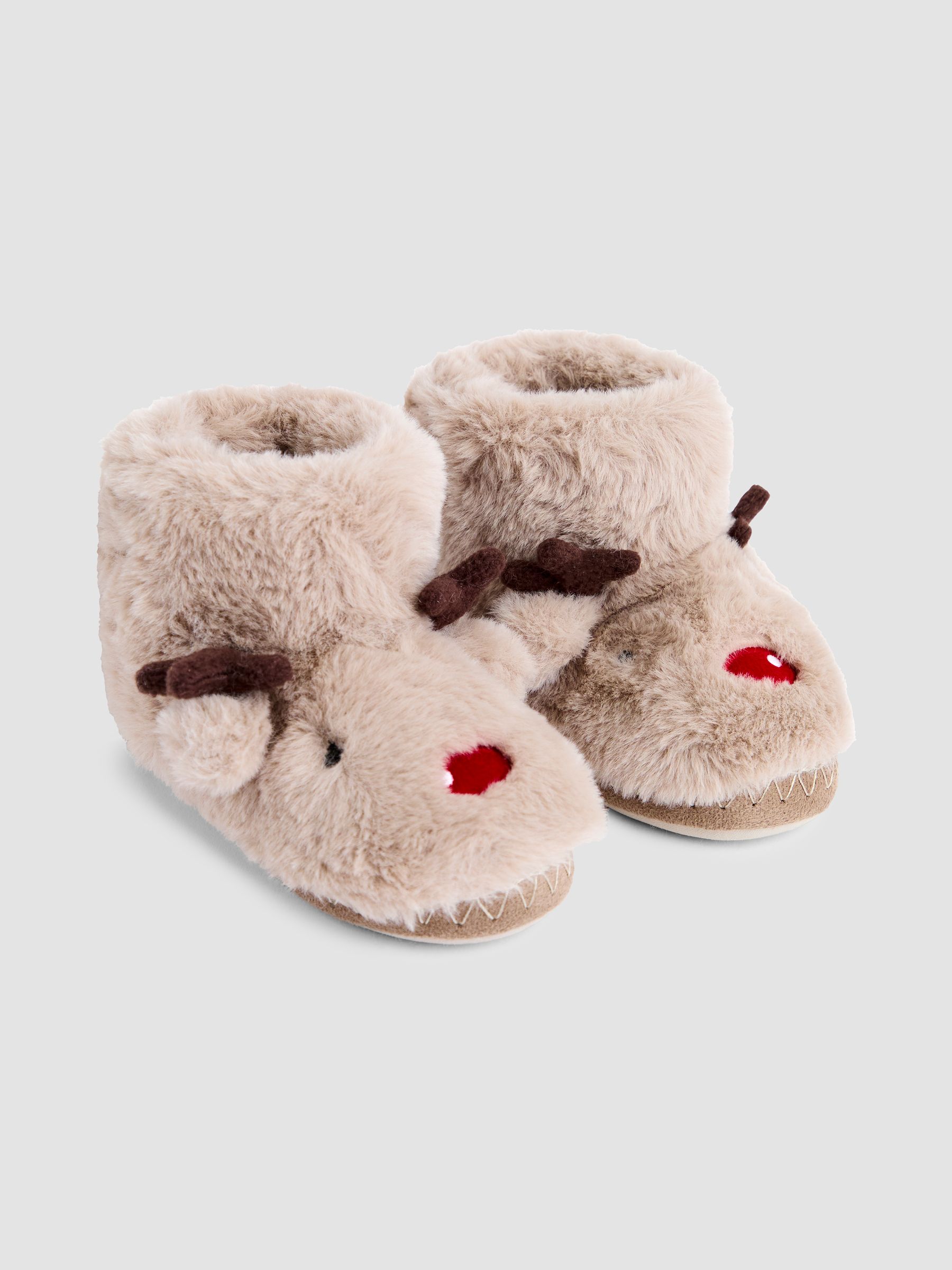 Brown Reindeer Reindeer Slipper Boots - Image 1 of 4