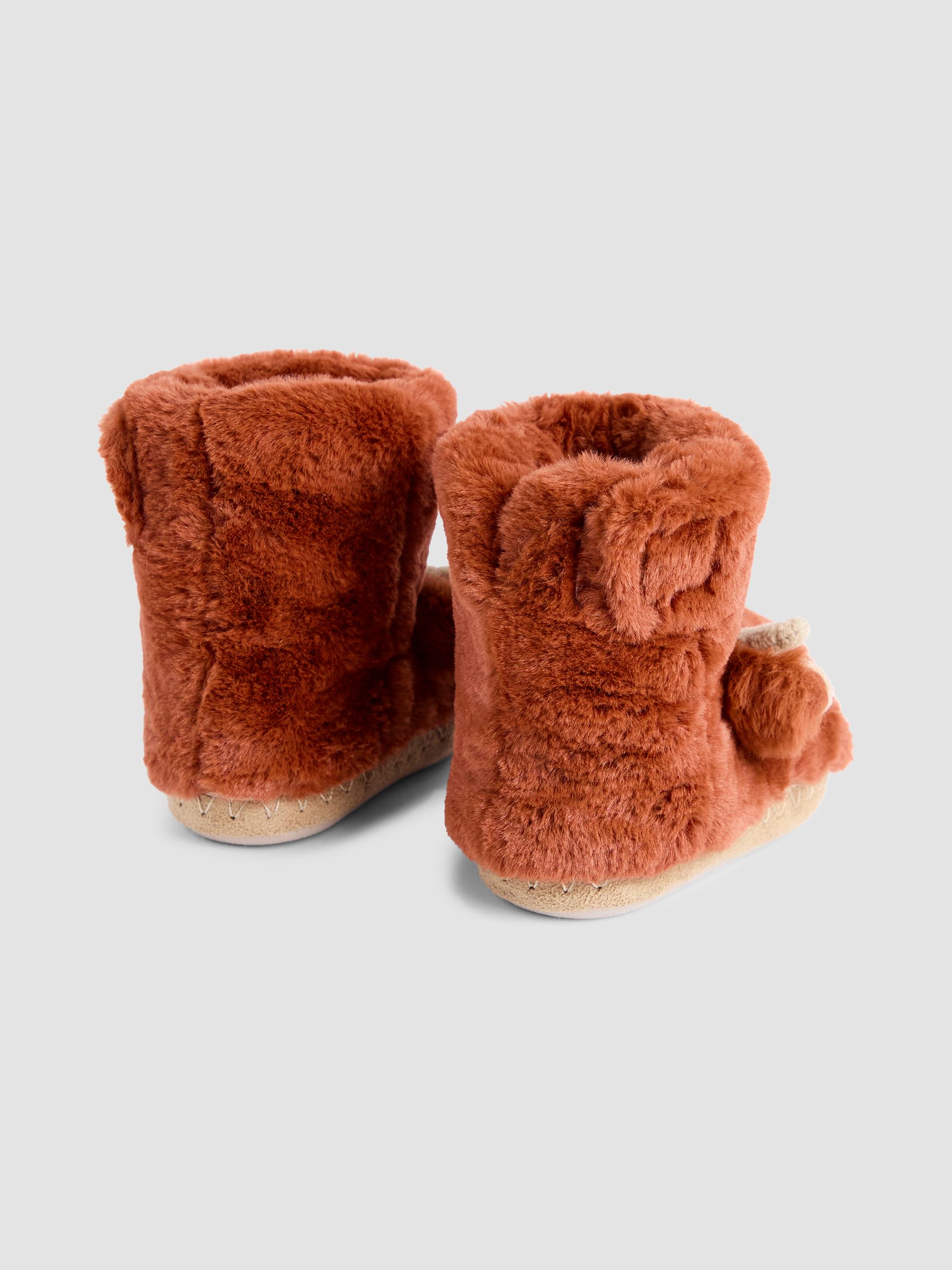 Rust Highland Cow Plush Slipper Boots - Image 2 of 4