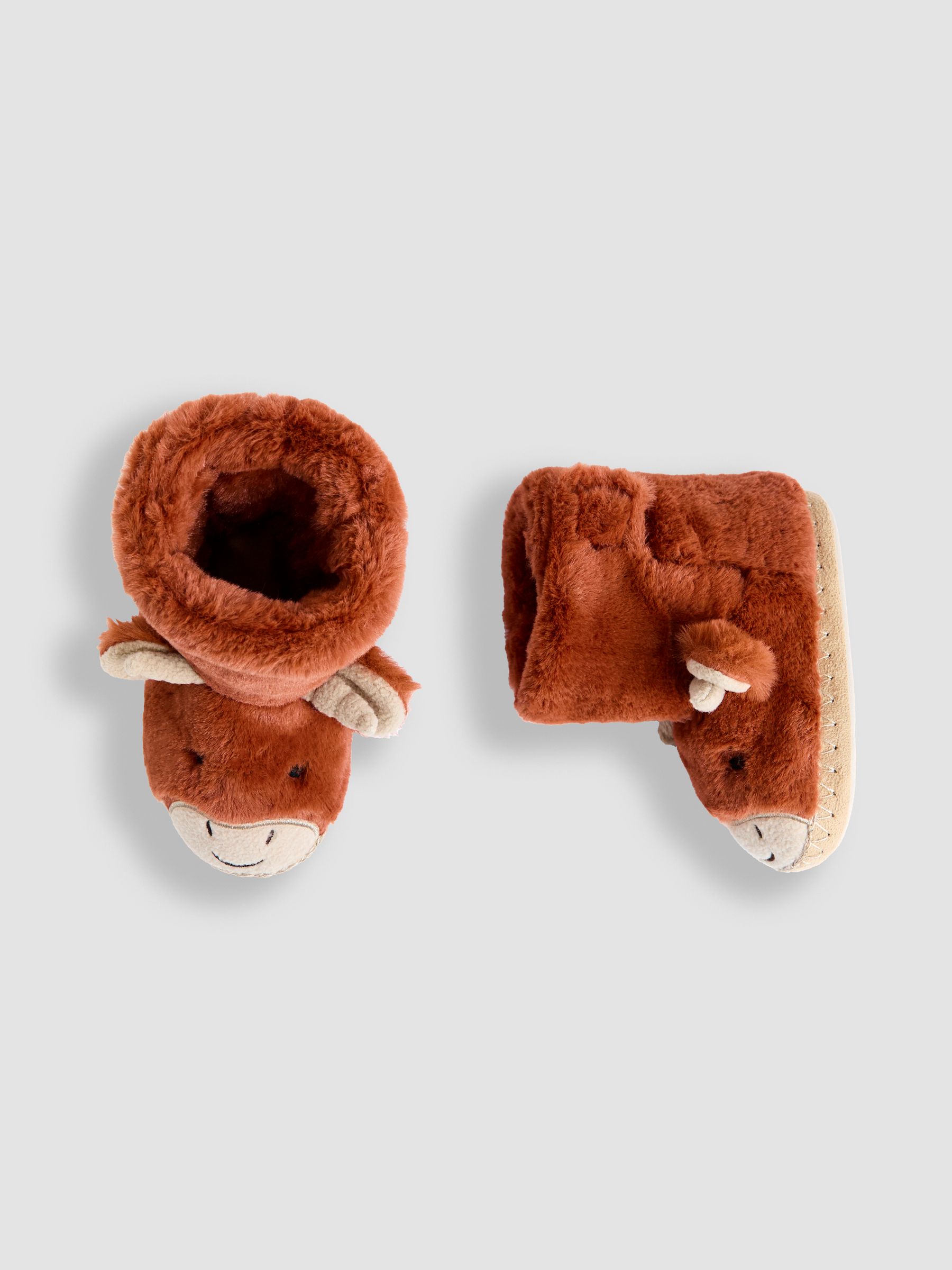 Rust Highland Cow Plush Slipper Boots - Image 3 of 4