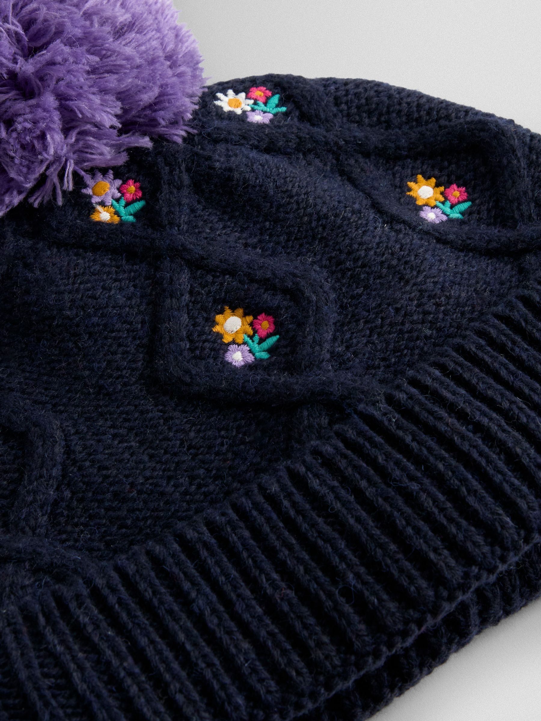 Navy Floral Fair Isle Hat - Image 3 of 3