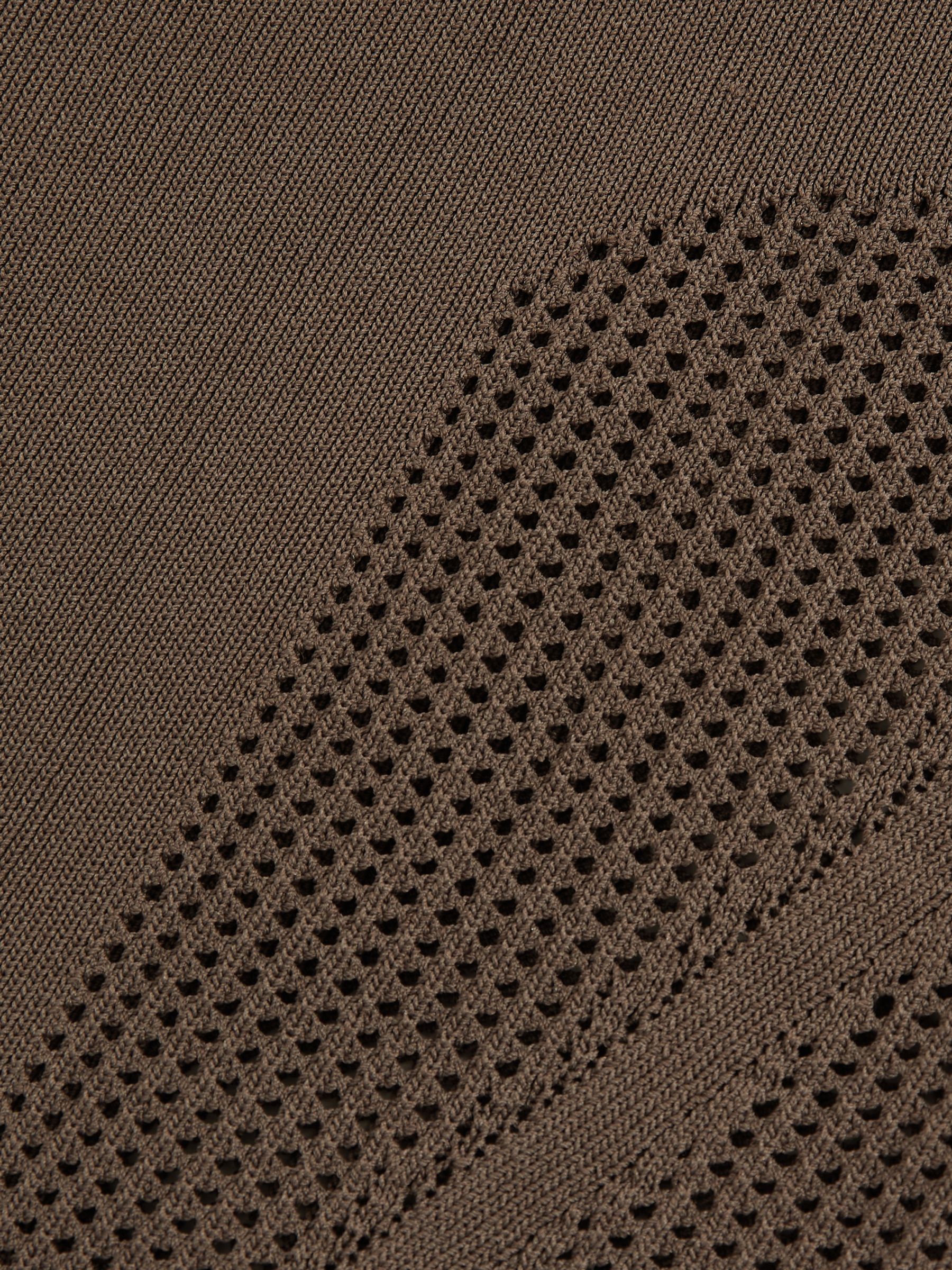 Perforated-Knit Cross-Strap Bodysuit in Mink - Image 5 of 5