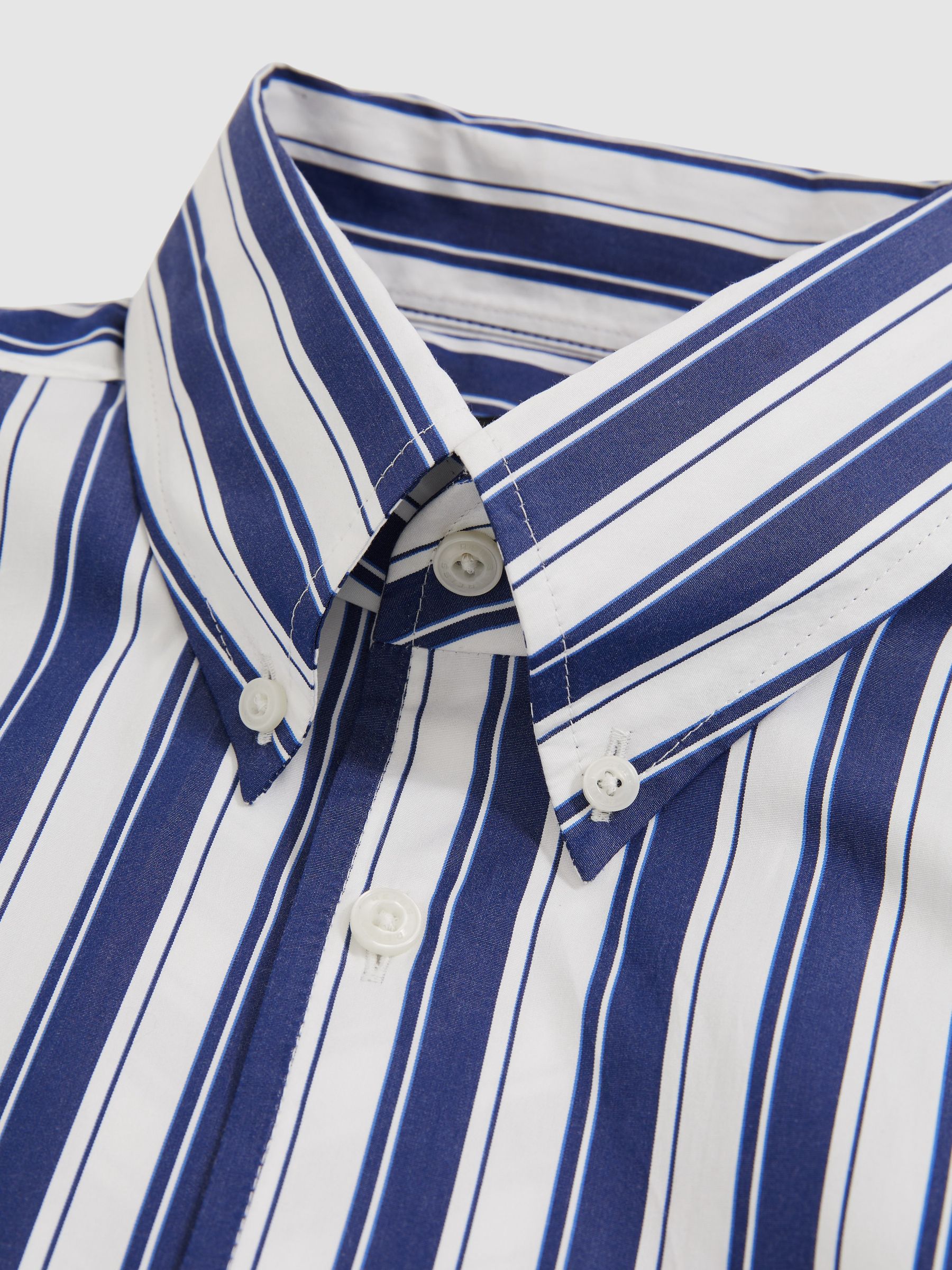 Cotton Stripe Button-Down Shirt Regular-Fit in White/Blue - Image 6 of 6