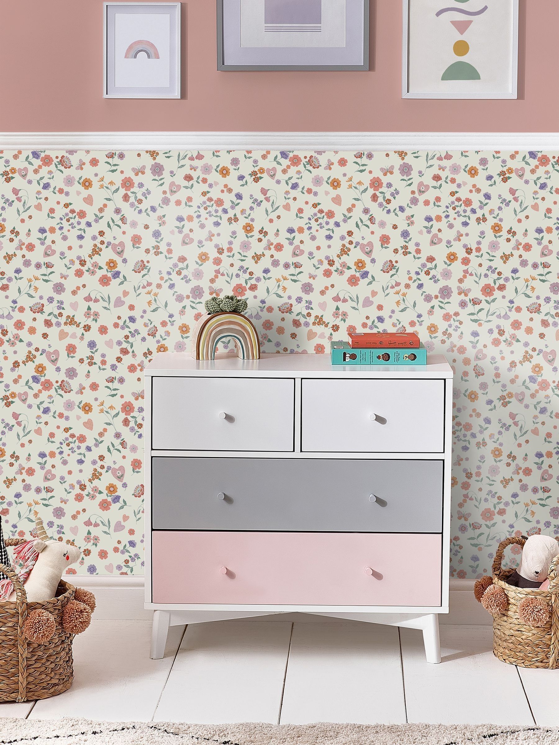 Next LavenderPeach Woodland Ditsy Lavender/Peach A4 Wallpaper Sample - Image 1 of 4