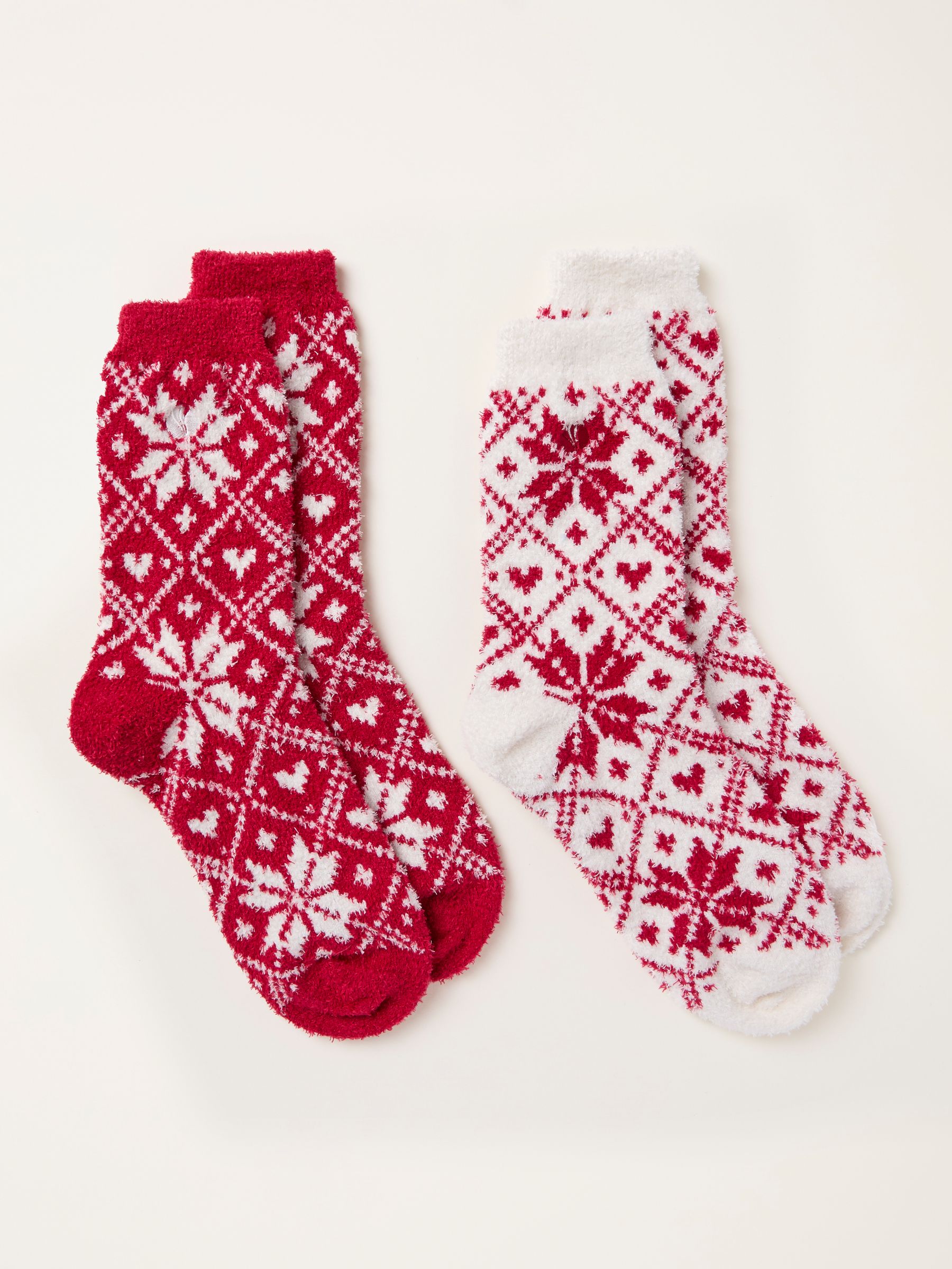Red 2 Pack Fairisle Cosy Socks - Image 2 of 2