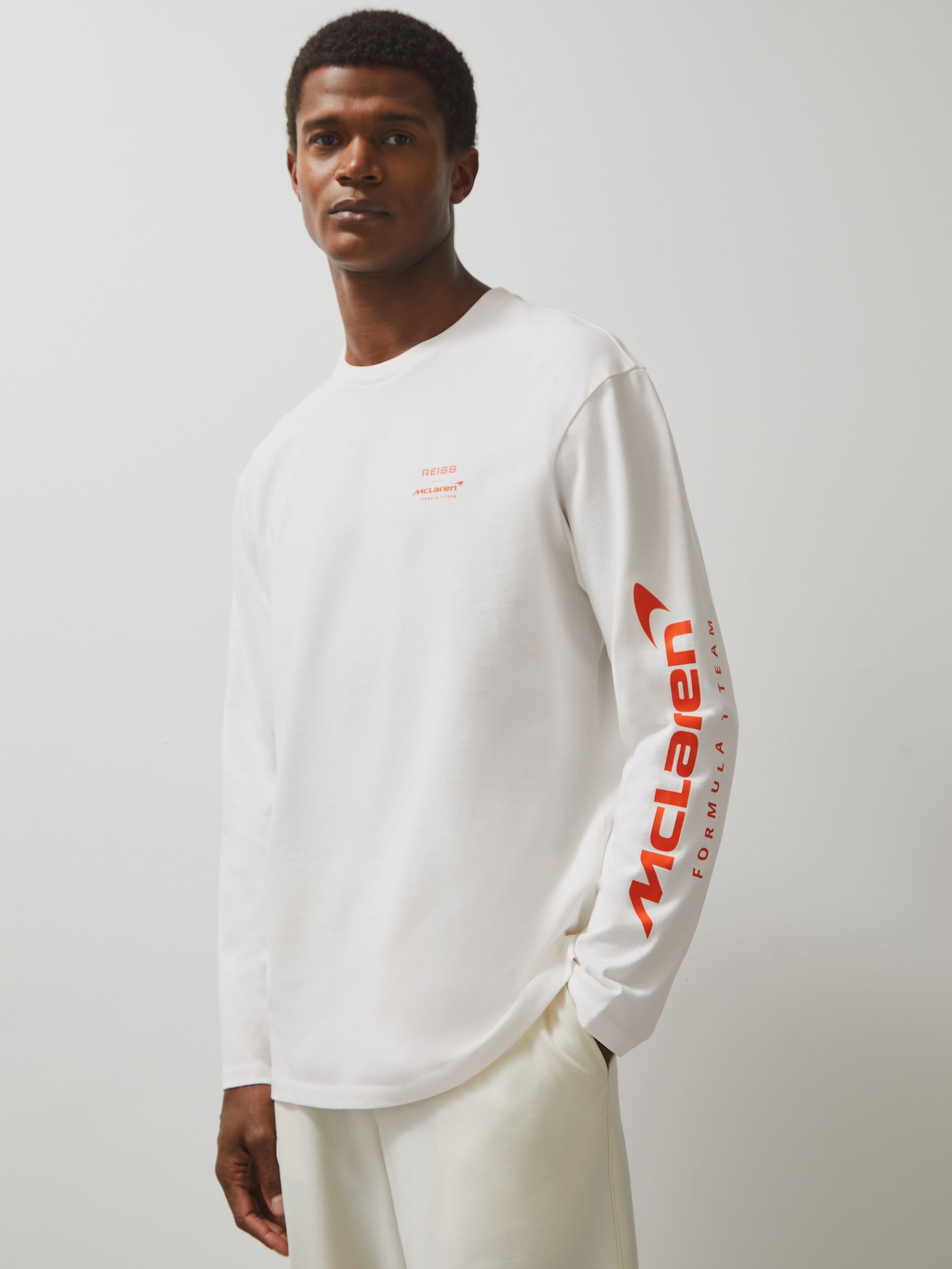Unisex Fit McLaren F1 Team Tyre-Print T-Shirt in White - Image 5 of 8