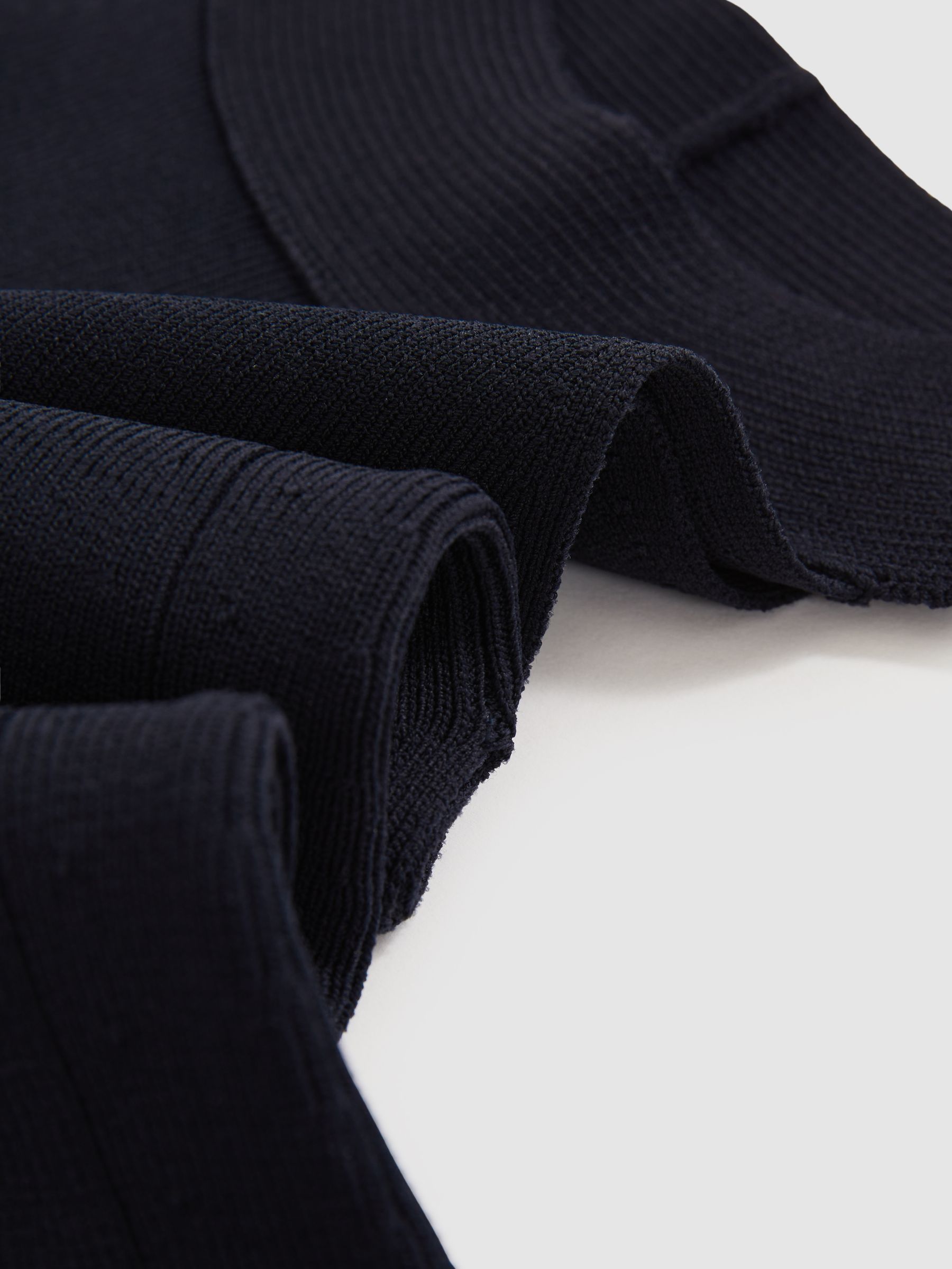 Rib Knit High Neck Vest in Navy - Image 6 of 6