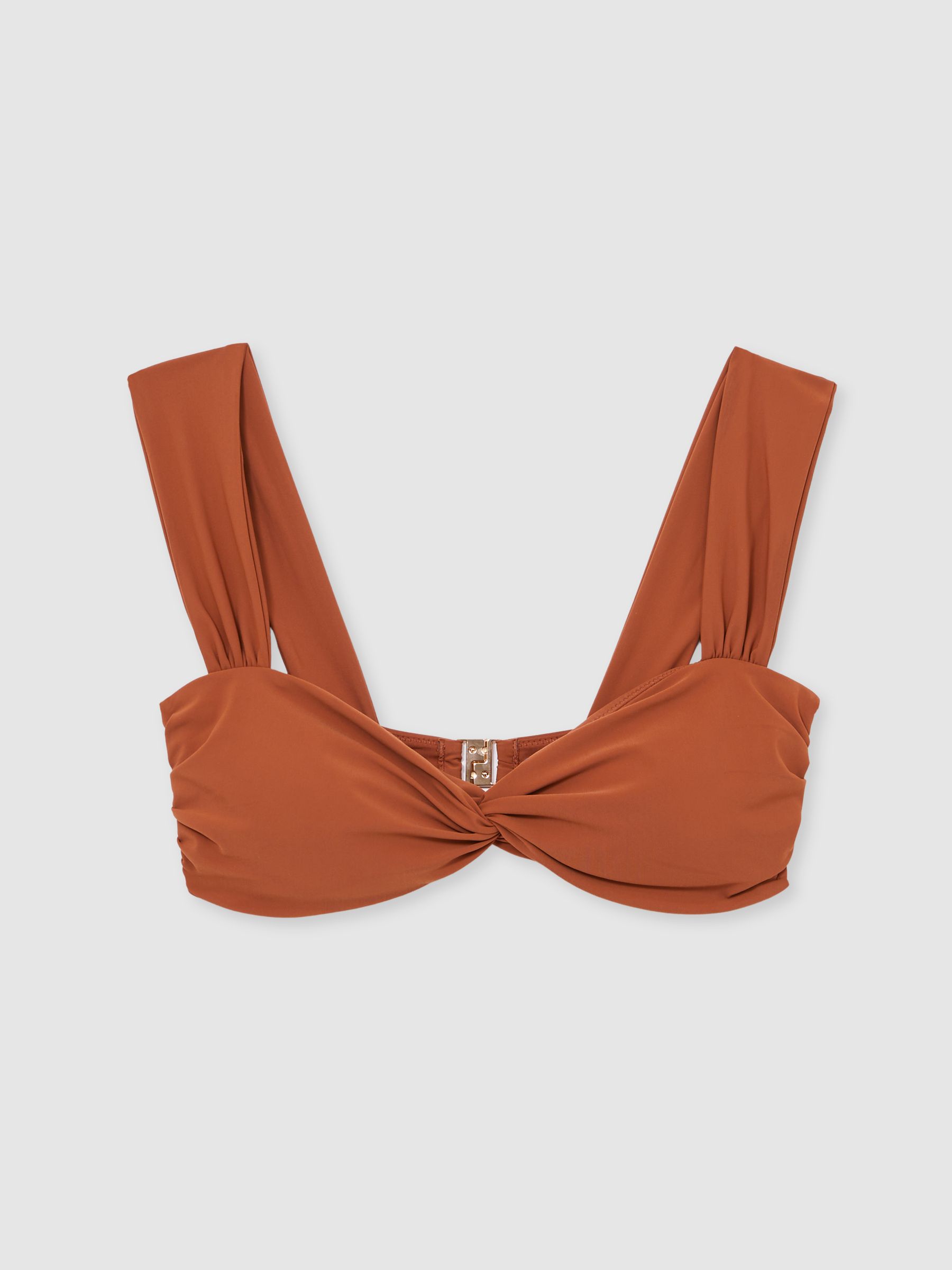 Twist Front Bikini Top in Brown - Image 2 of 6