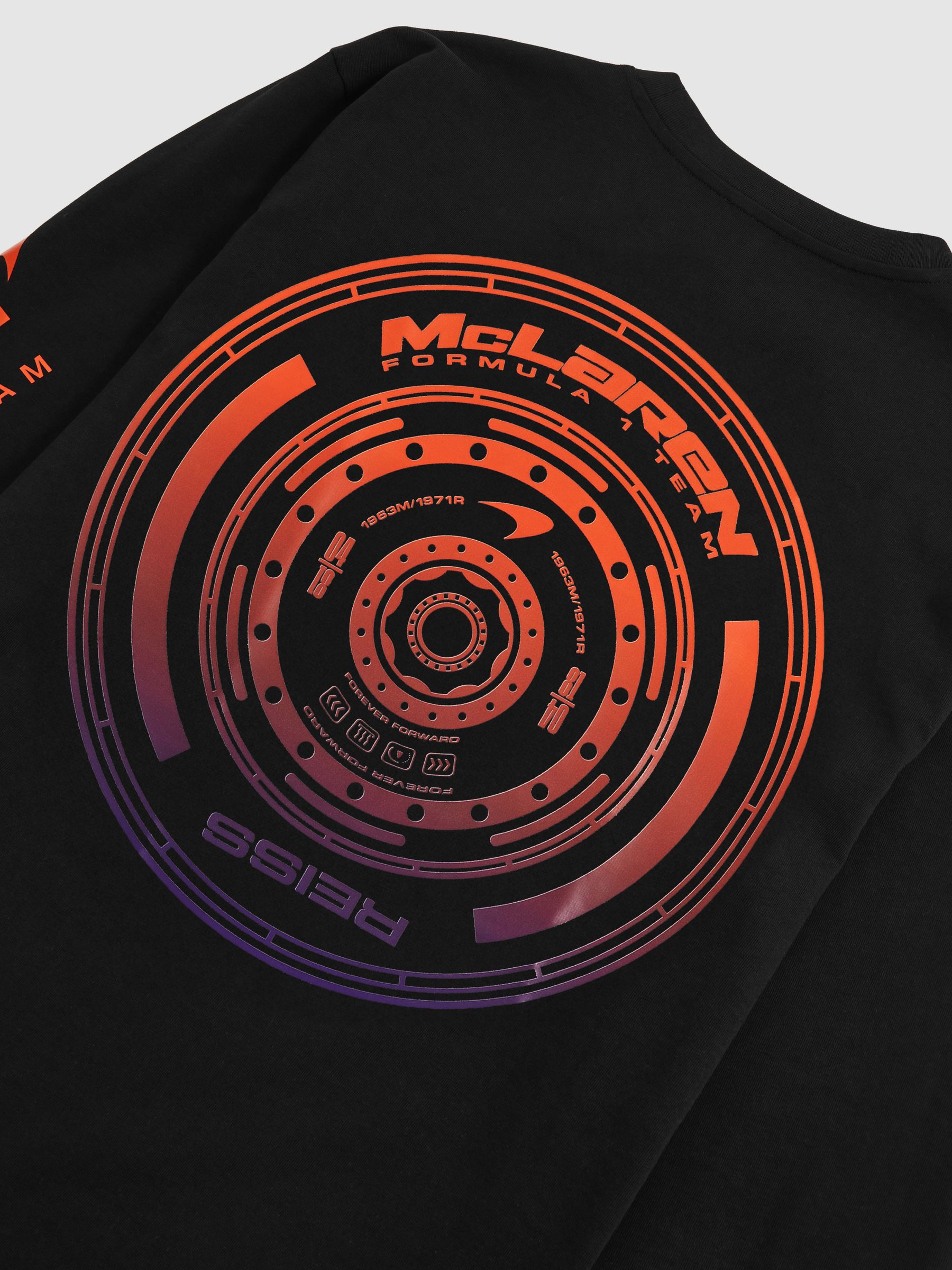 Unisex Fit McLaren F1 Team Tyre-Print T-Shirt in Black - Image 7 of 8