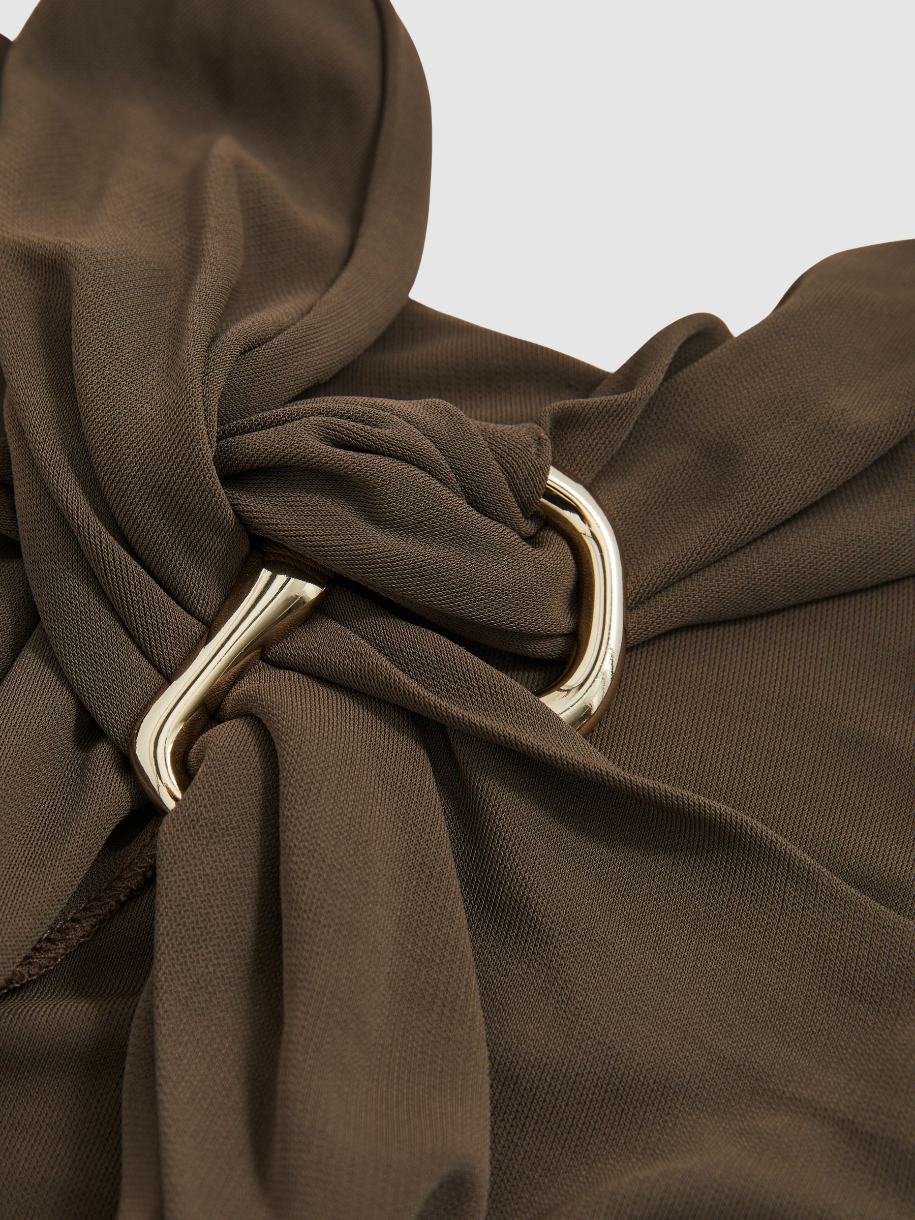 Gathered Neck Jersey Midi Dress in Mocha - Image 7 of 7