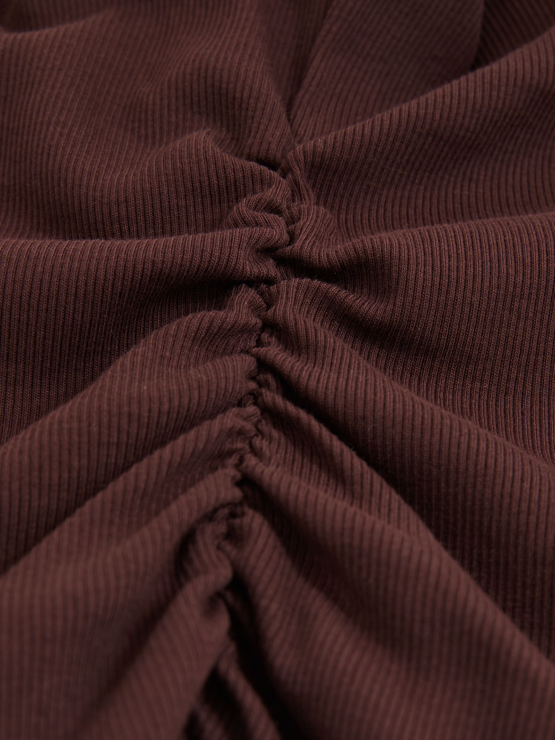 Ribbed Ruched Waist Vest in Chocolate - Image 6 of 6
