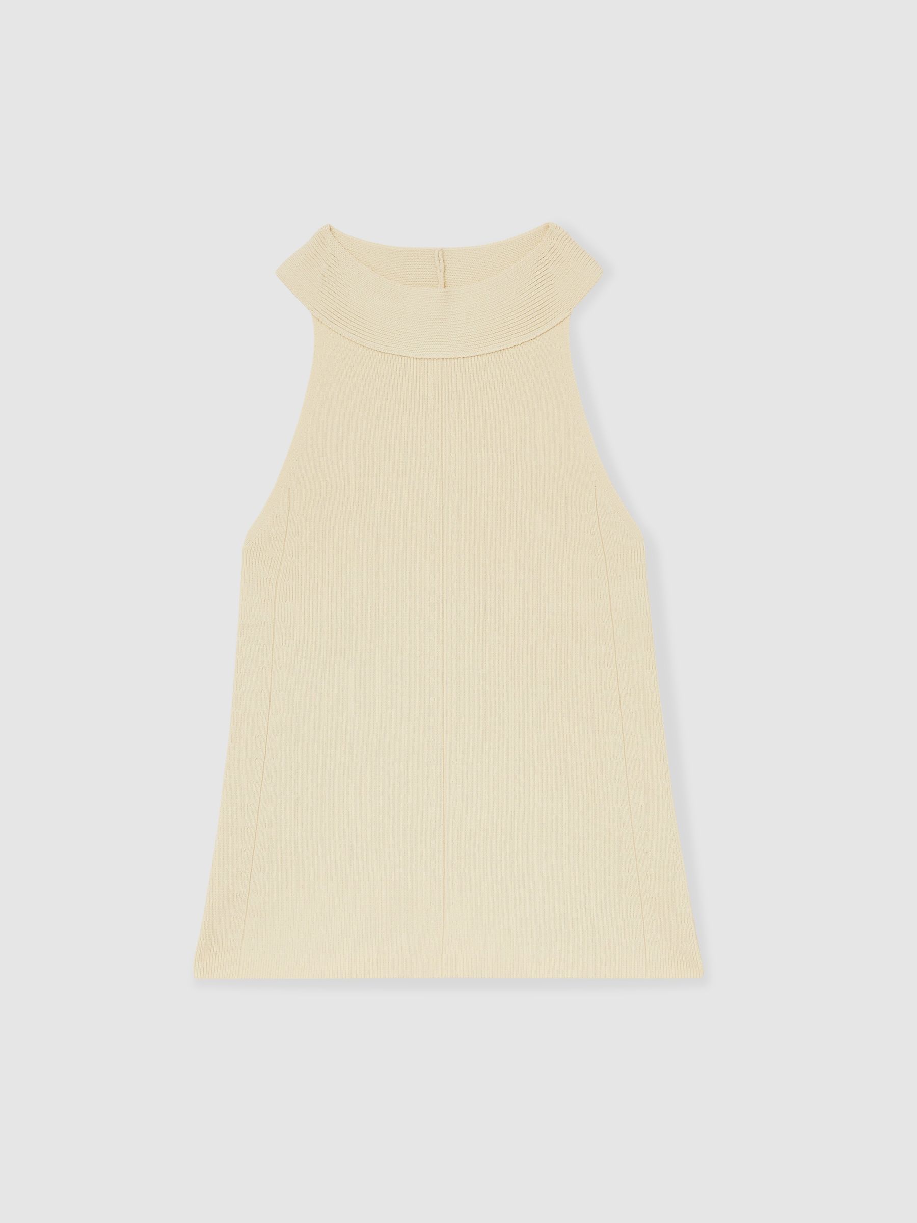 Rib Knit High Neck Vest in Ivory - Image 2 of 6