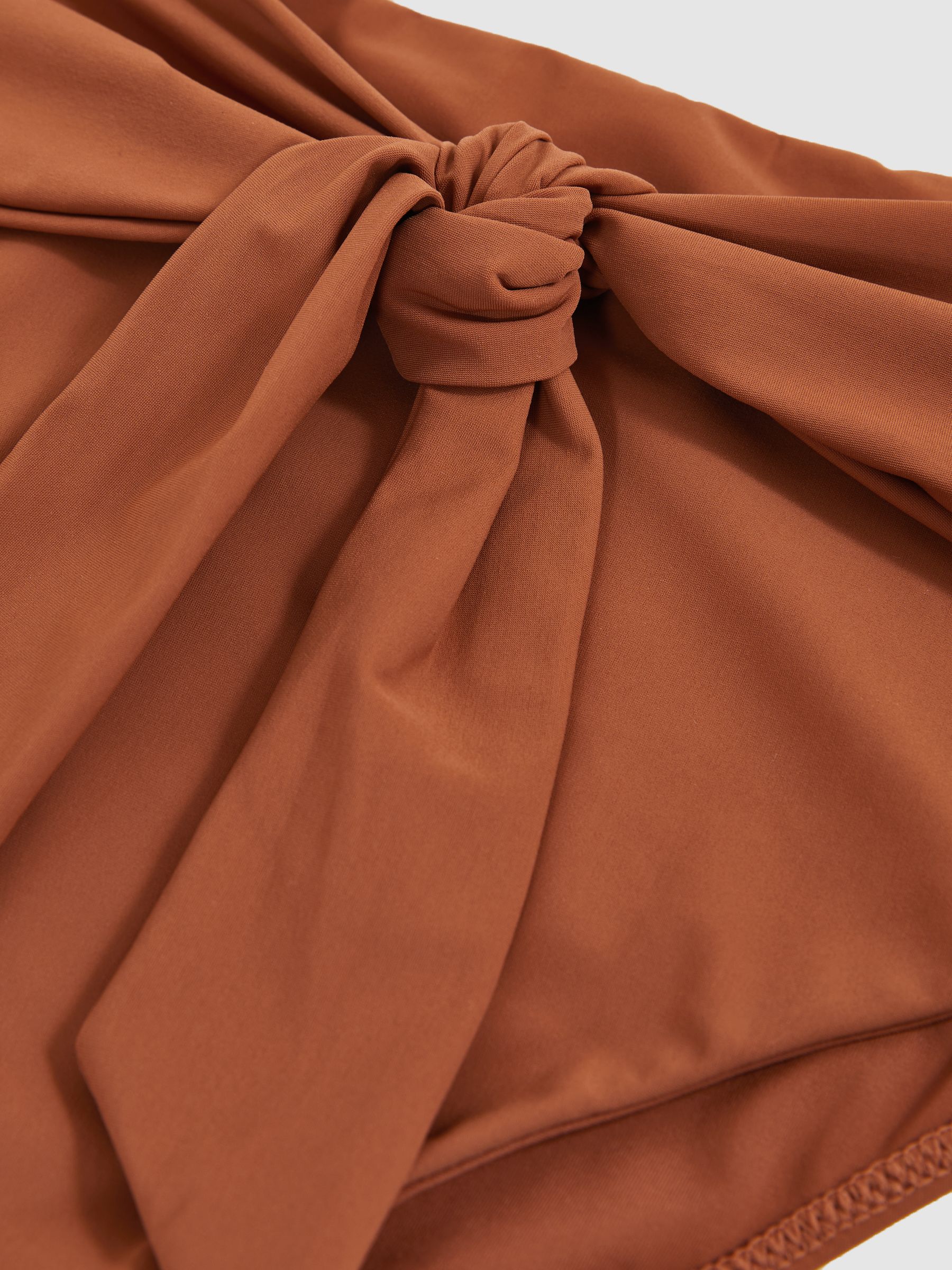 High Waist Tie Front Bikini Bottoms in Brown - image 3