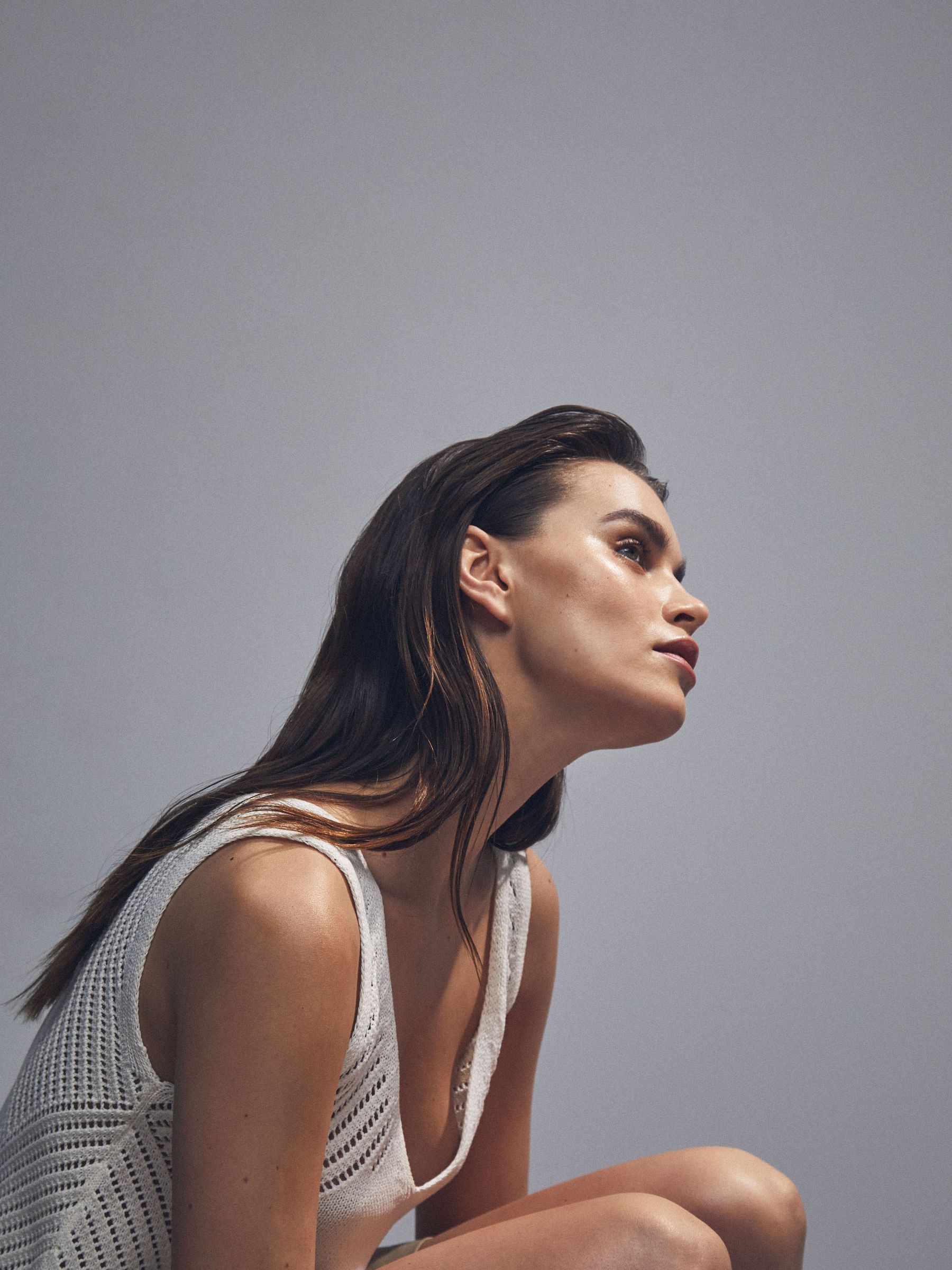 Cotton Blend Open Knit Vest in Ivory Cream - Image 7 of 8