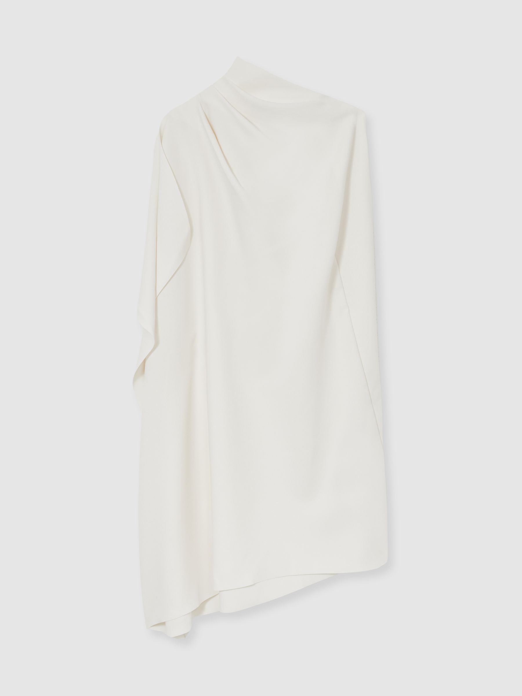 One Shoulder Draped Mini Dress in Ivory - Image 2 of 5