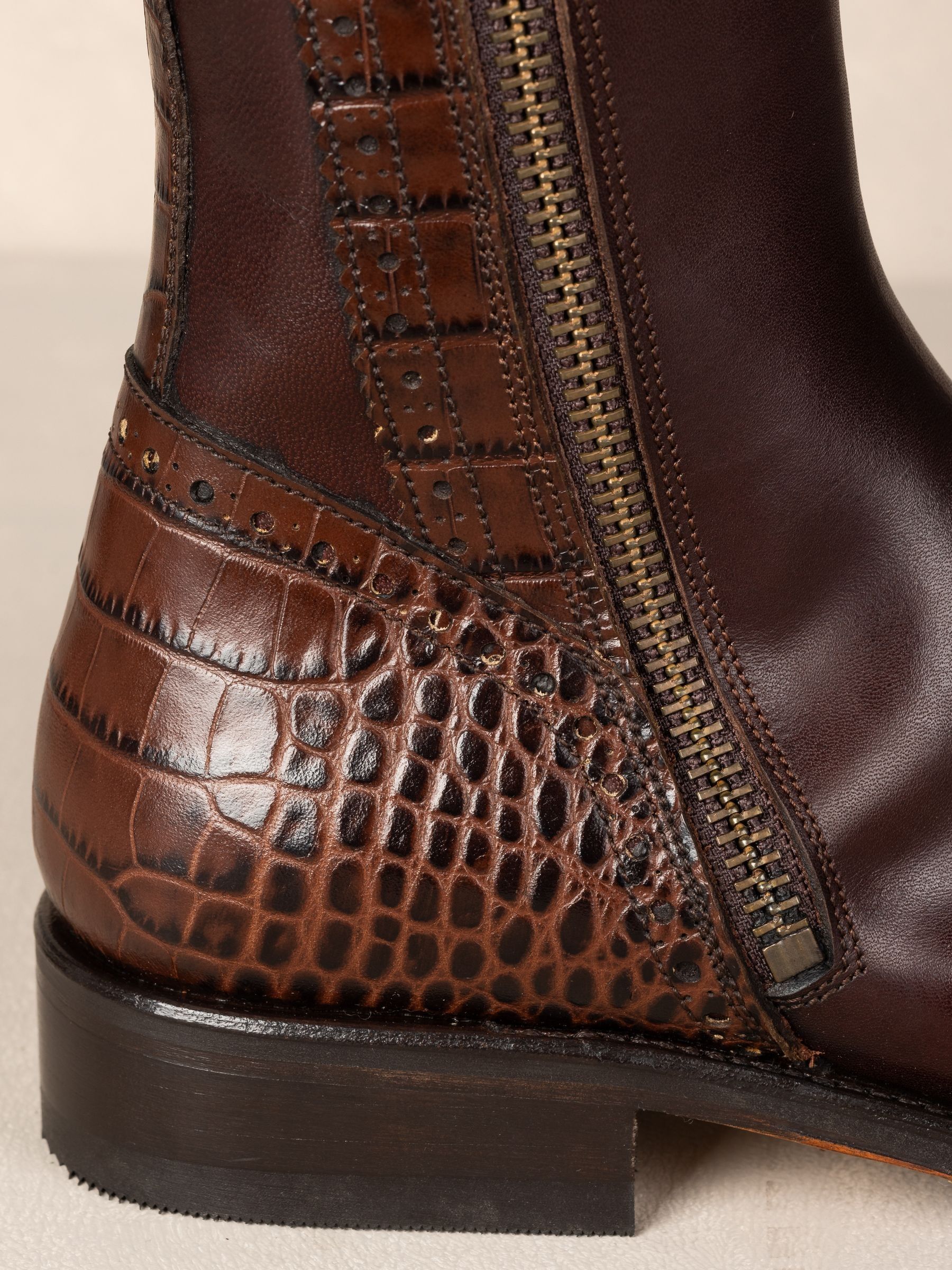 Spanish Boot Co. Brown Tall Spanish Riding Boots Mock Croc - Image 8 of 8